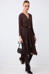 Pedro del Hierro Long sleeve combination dress Brown
