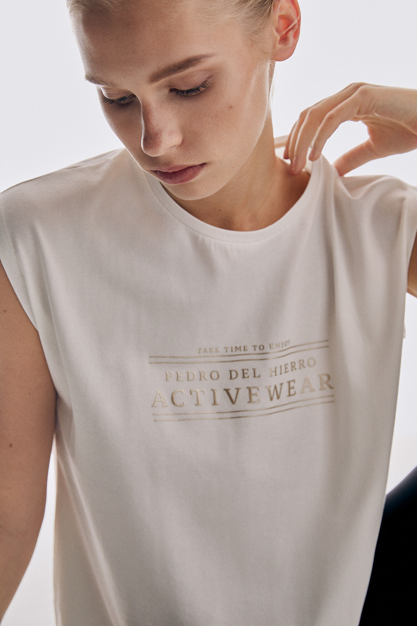 Pedro del Hierro Fluid slogan T-shirt Beige