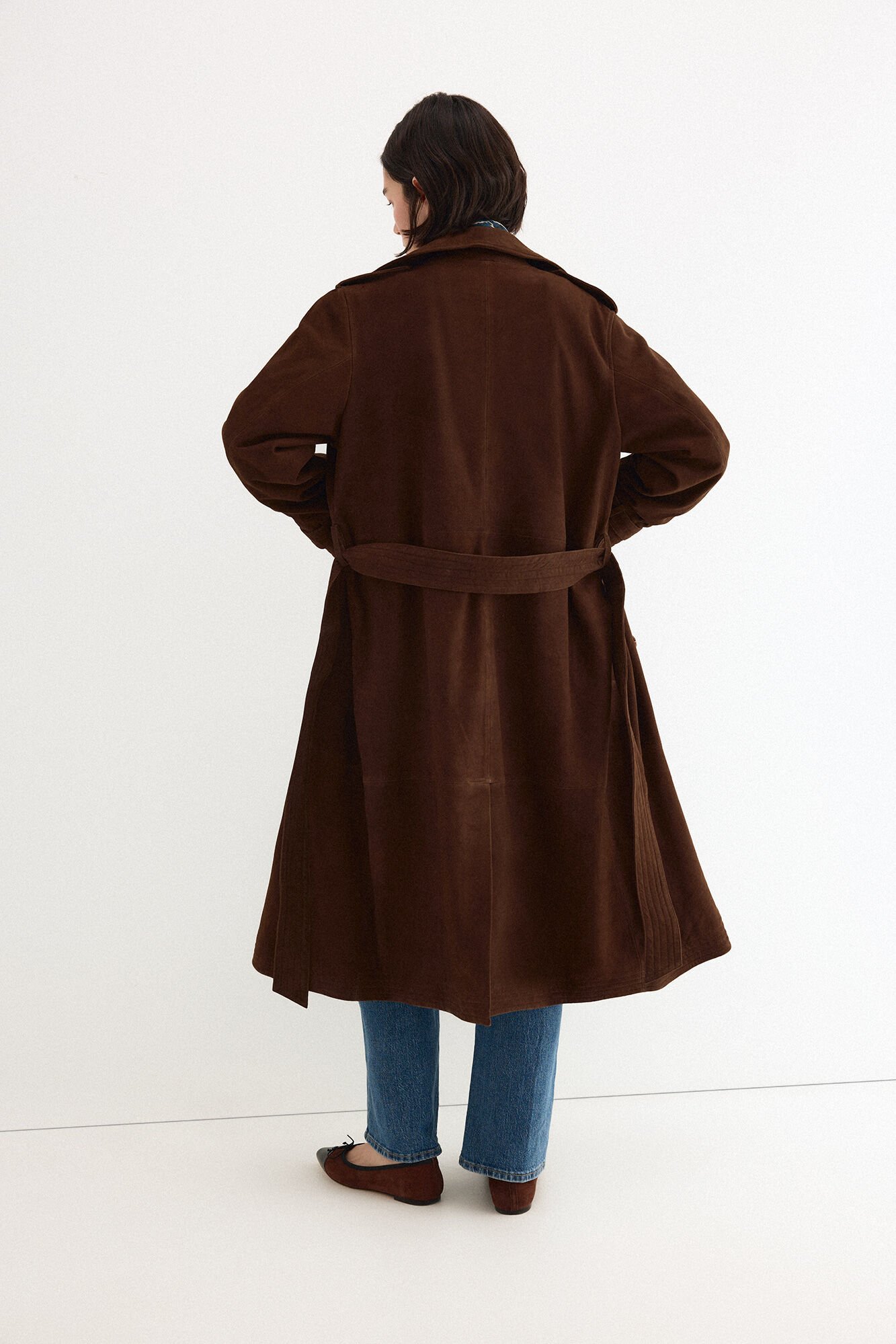 Pedro del Hierro Suede trench coat Brown