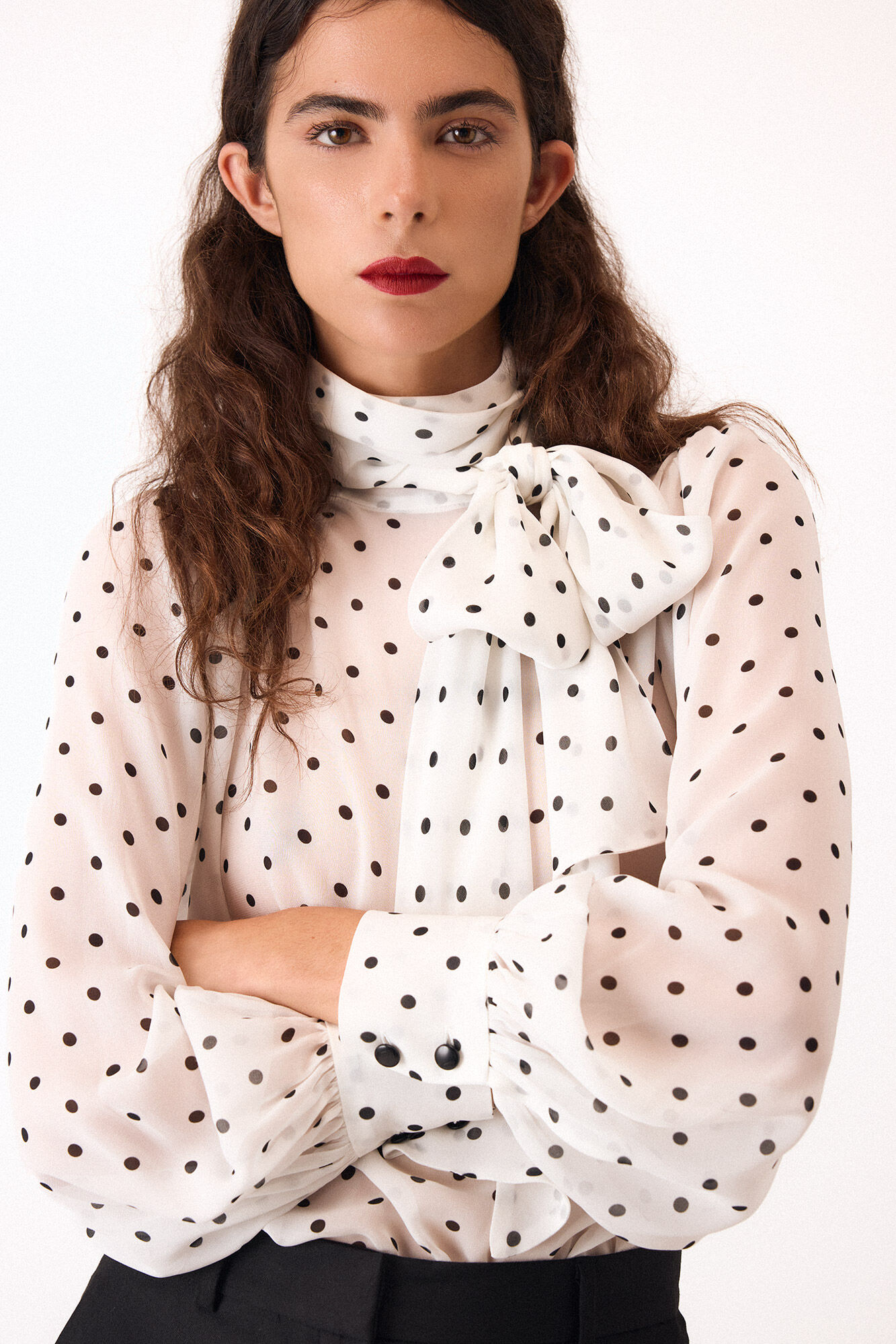 Pedro del Hierro Polka polka-dots blouse parade Ivory
