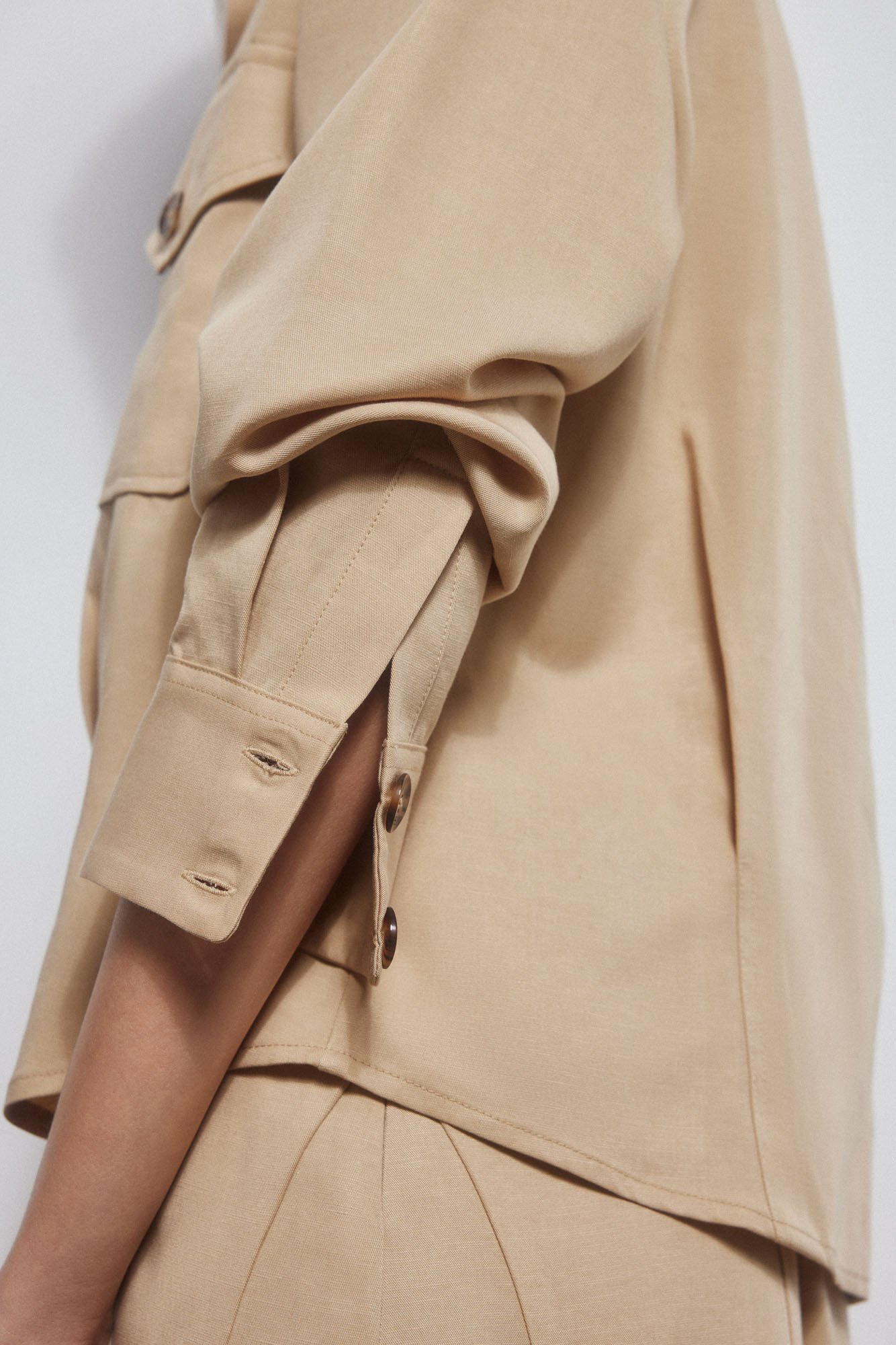 Pedro del Hierro Tencel shirt with pockets Beige