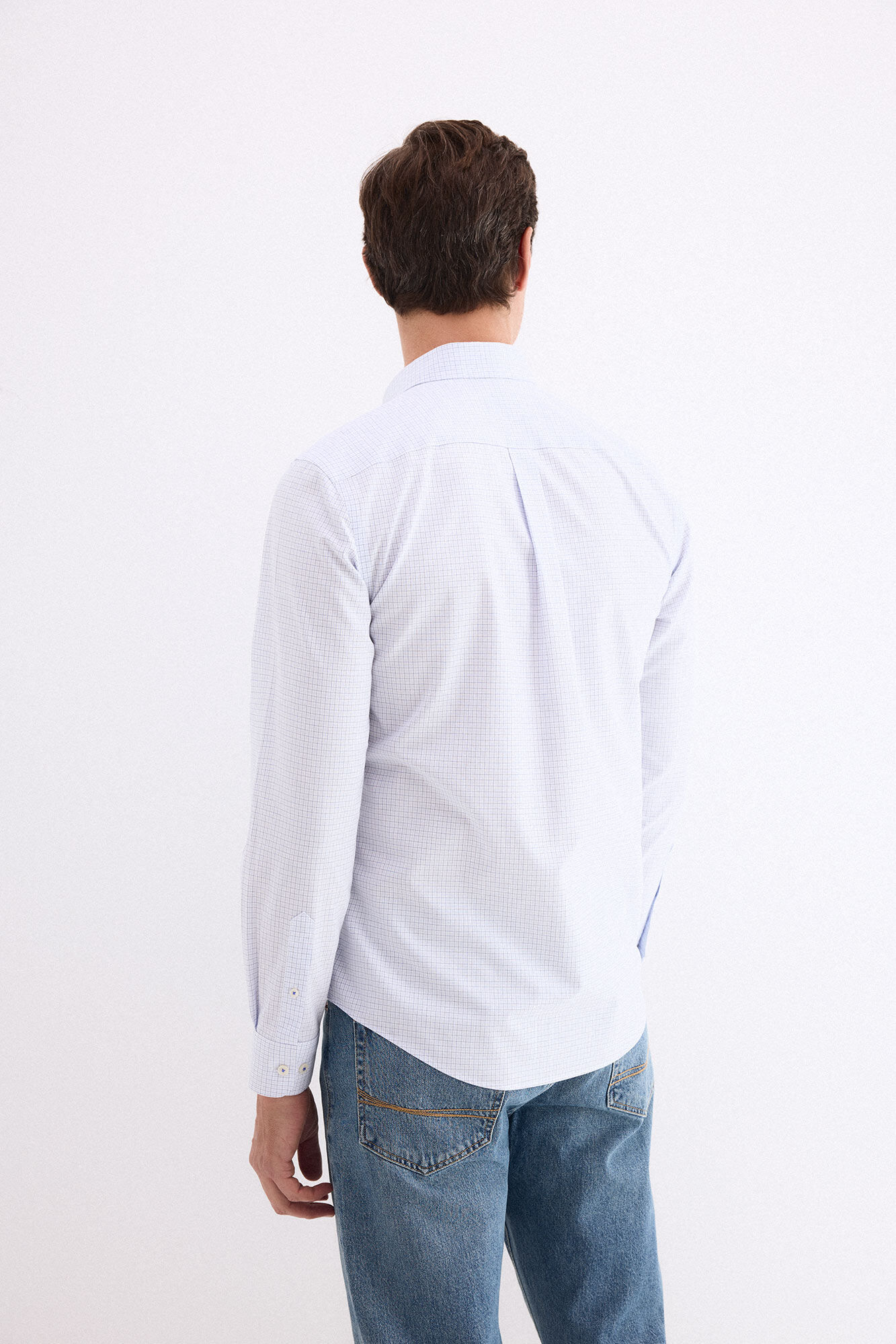 Pedro del Hierro Non-iron stain-resistant plaid shirt Blue