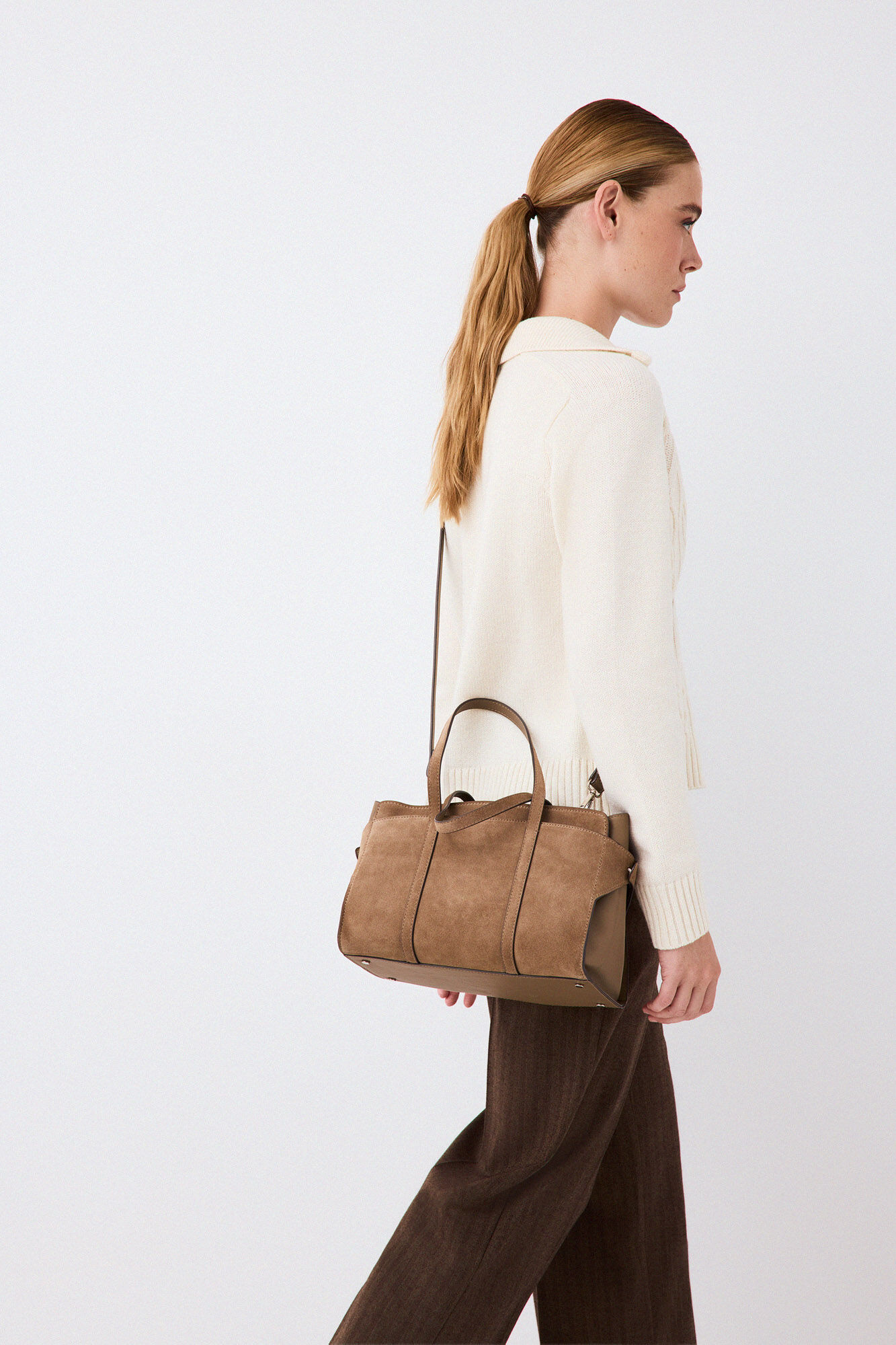 Pedro del Hierro Suede double handle shopper bag