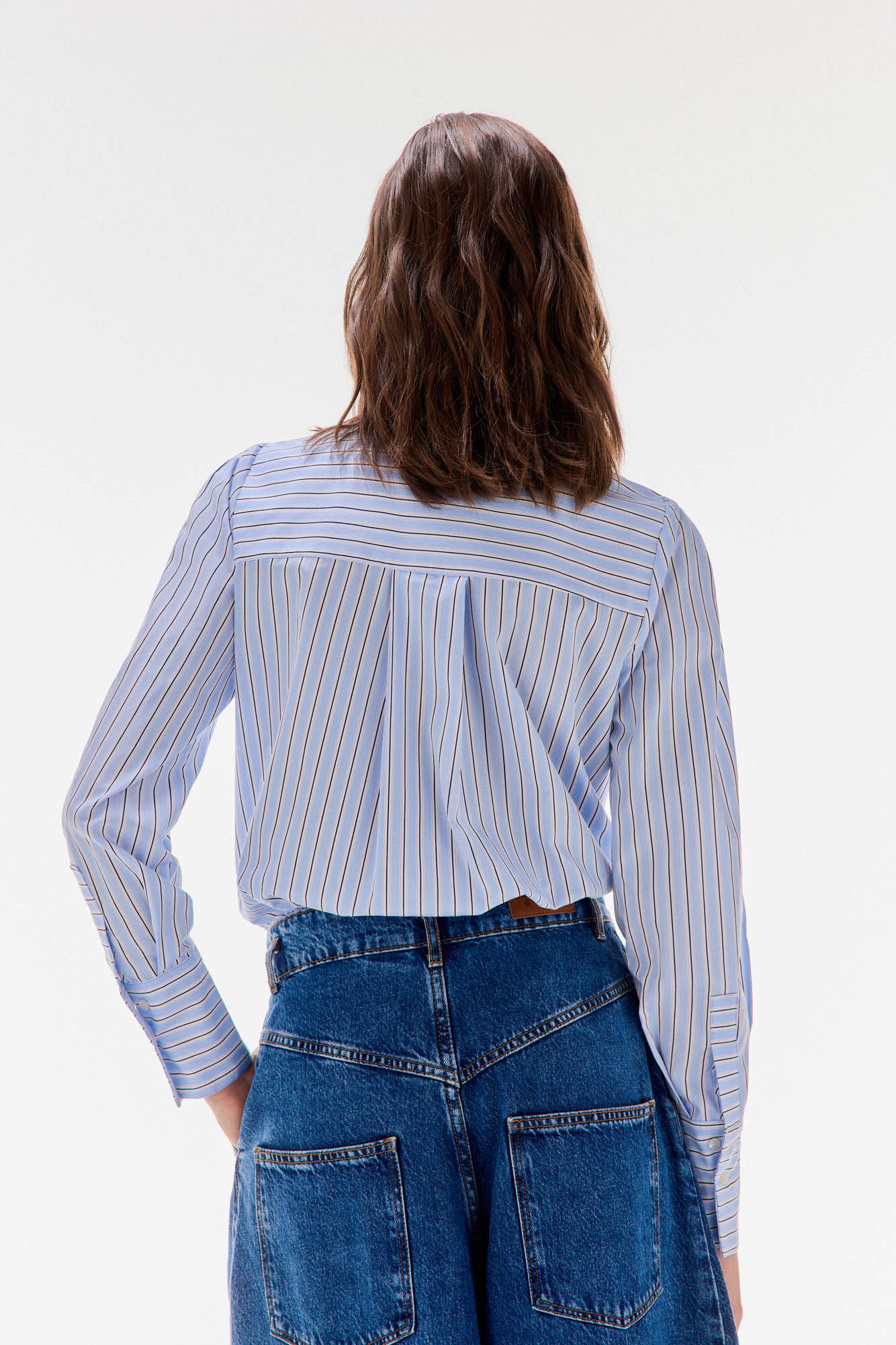 TFP by Tamara Falc&oacute; Striped shirt with bow or tie Blue