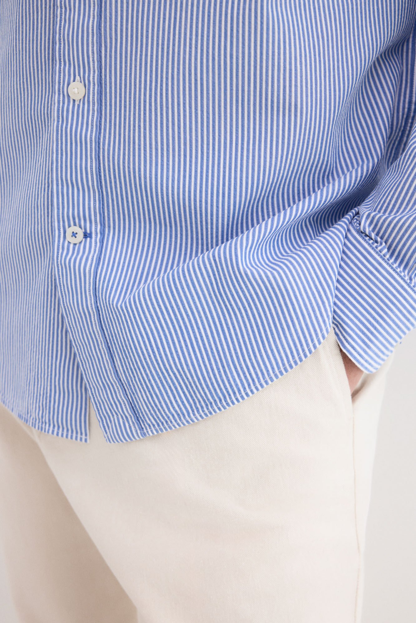 Pedro del Hierro Seersucker striped shirt Blue
