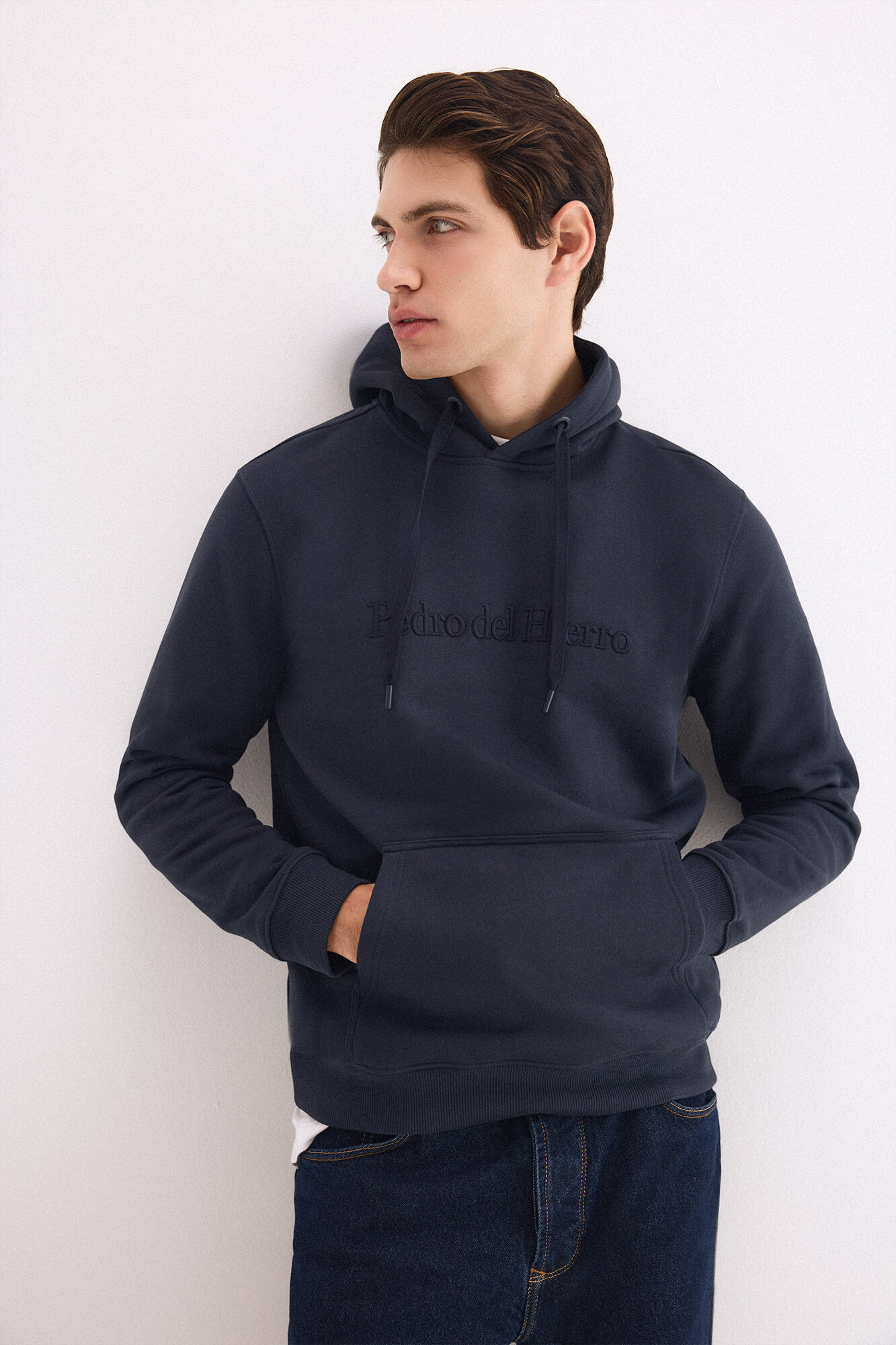 Pedro del Hierro Sudadera capucha con logo Azul