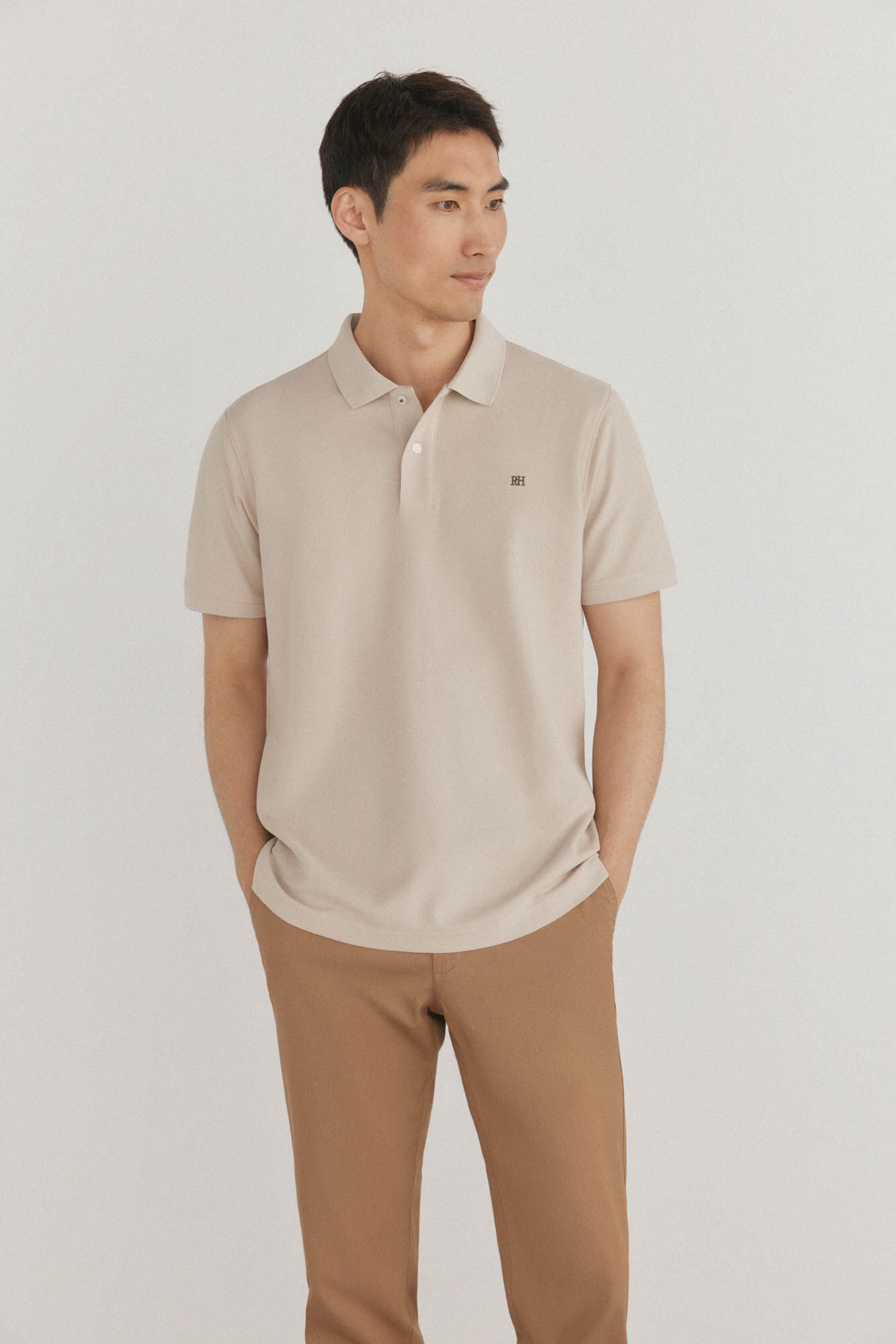 Pedro del Hierro Basic piqu&eacute; polo shirt Beige