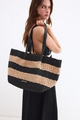 Pedro del Hierro Striped beach bag Black
