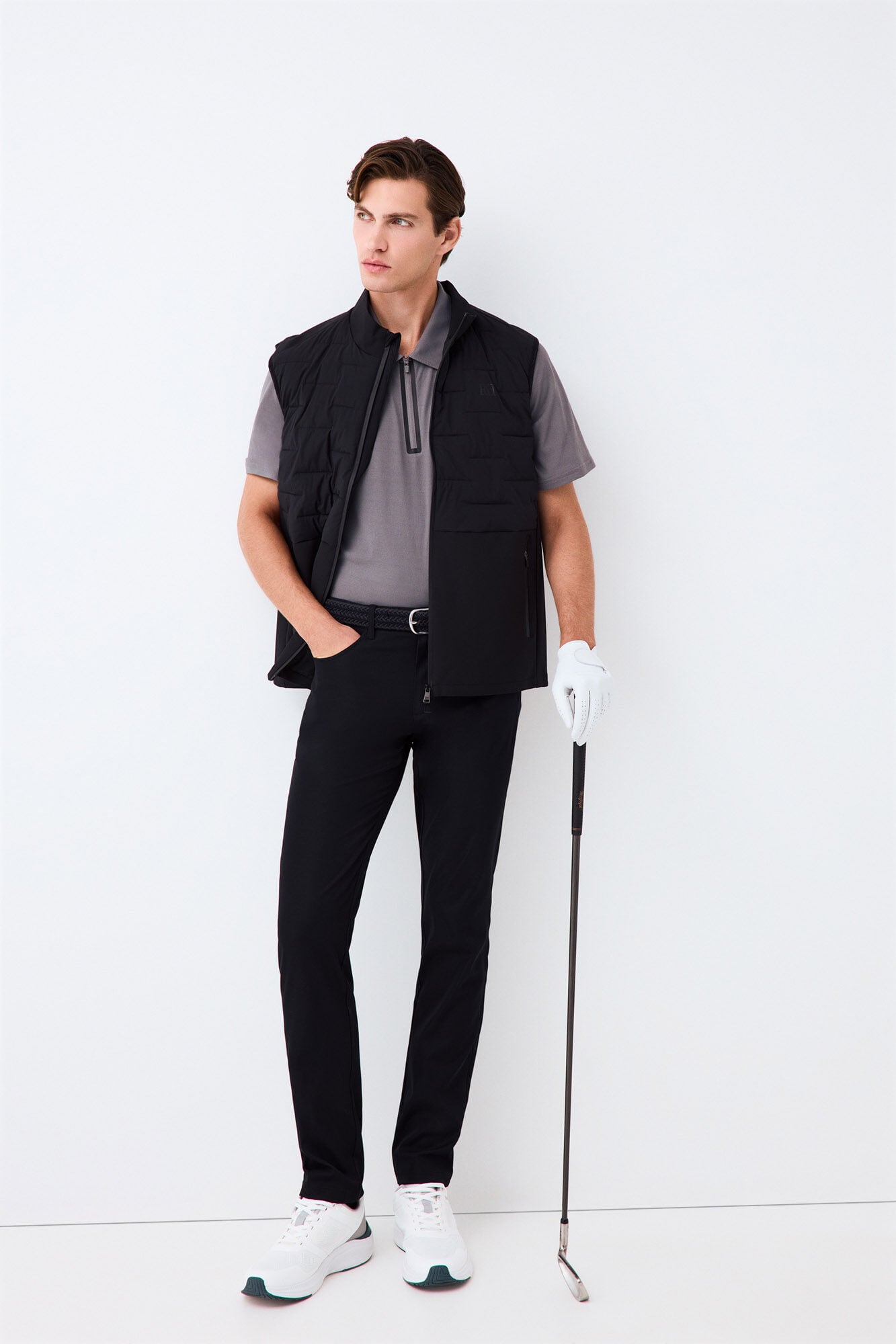 Pedro del Hierro Golf technical polo shirt with zip fastening neck Grey