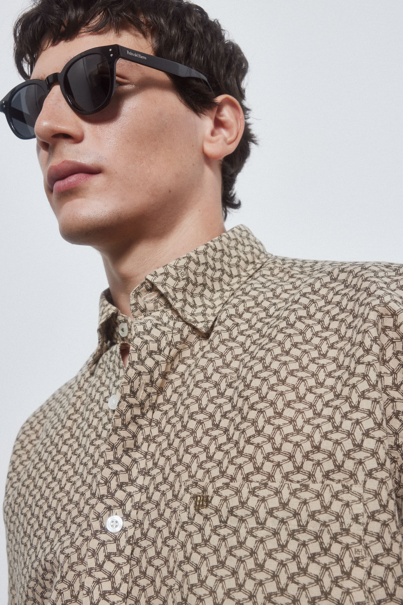 Pedro del Hierro Printed short-sleeved shirt Beige