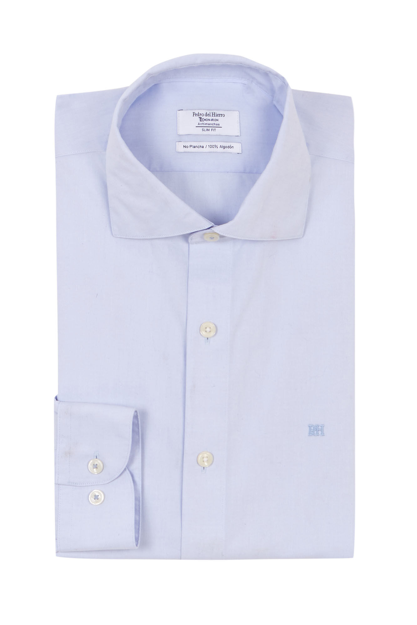 Pedro del Hierro Camisa social lisa, slim fit, resistente a manchas e n&atilde;o engomada Azul