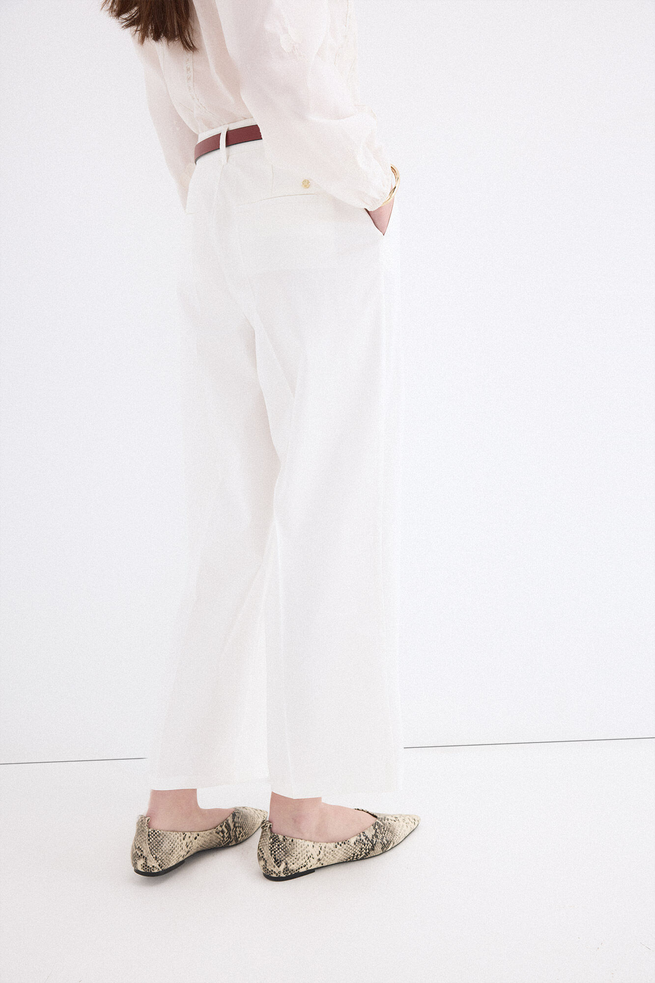Pedro del Hierro Classic wide leg trousers White
