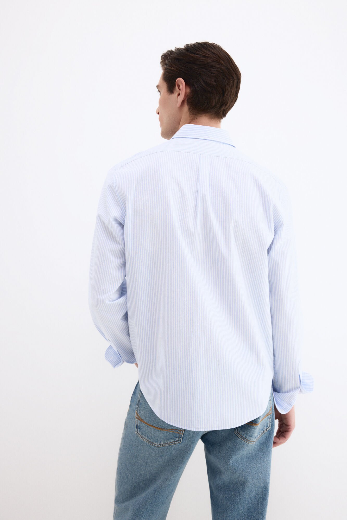 Pedro del Hierro Seersucker striped shirt Blue