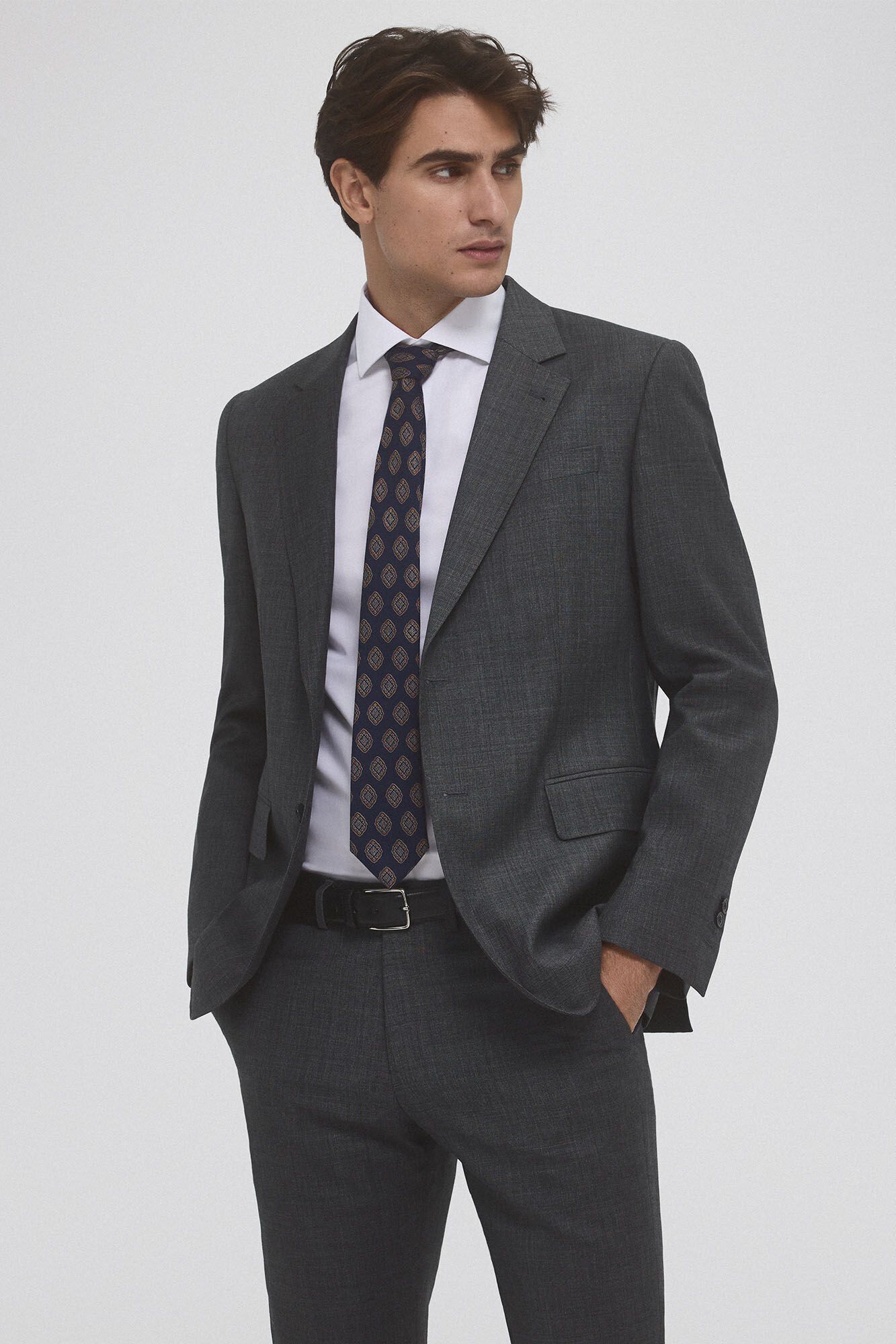 Pedro del Hierro Non-iron, stain-resistant plain tailored fit dress shirt White