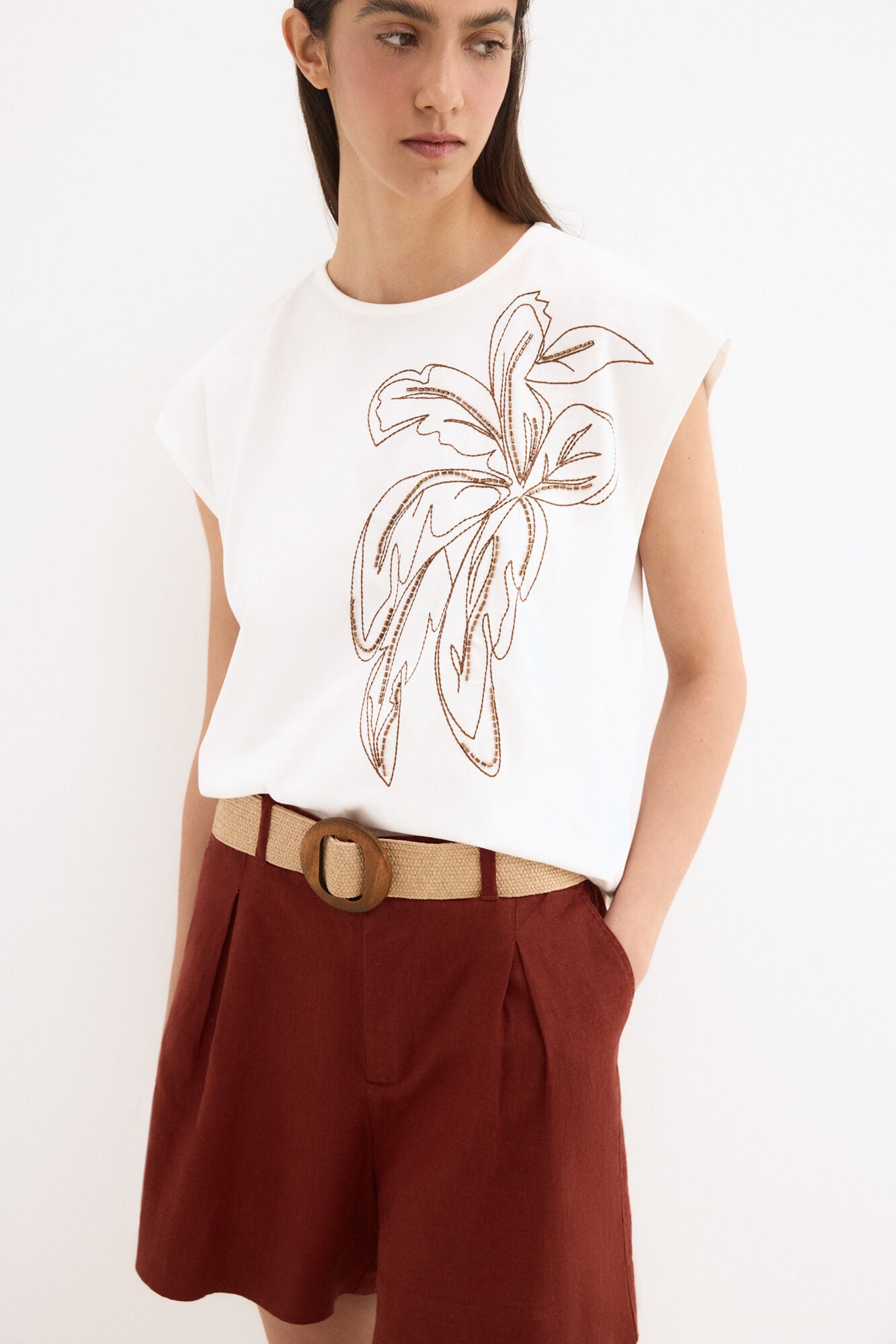 Pedro del Hierro Short sleeve T-shirt with logo on the leg White