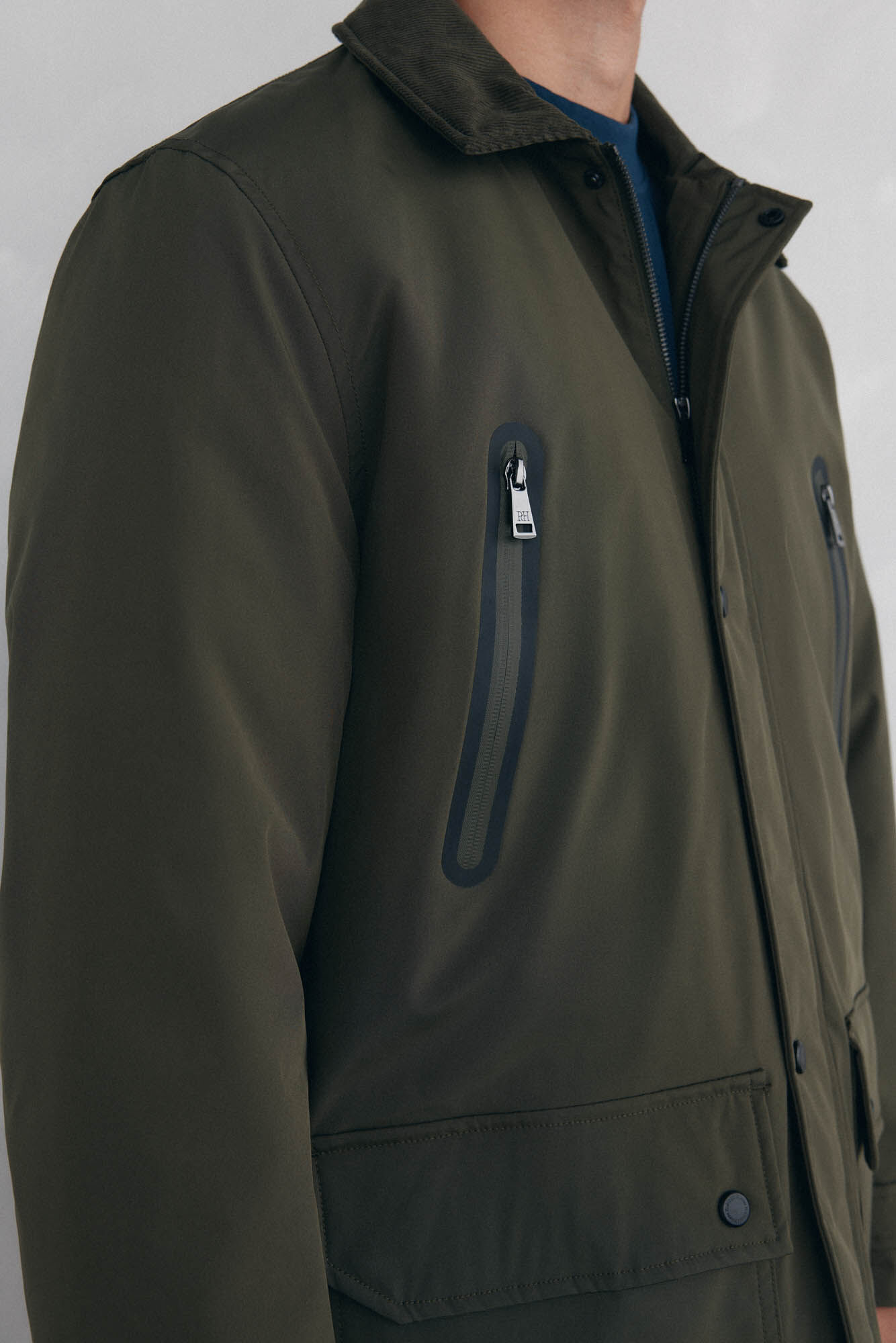 Pedro del Hierro Water-repellent zip fastening jacket Green