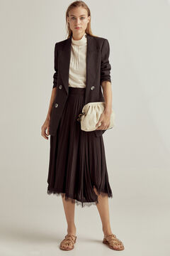 Pedro del Hierro Asymmetric pleated wrap skirt Black
