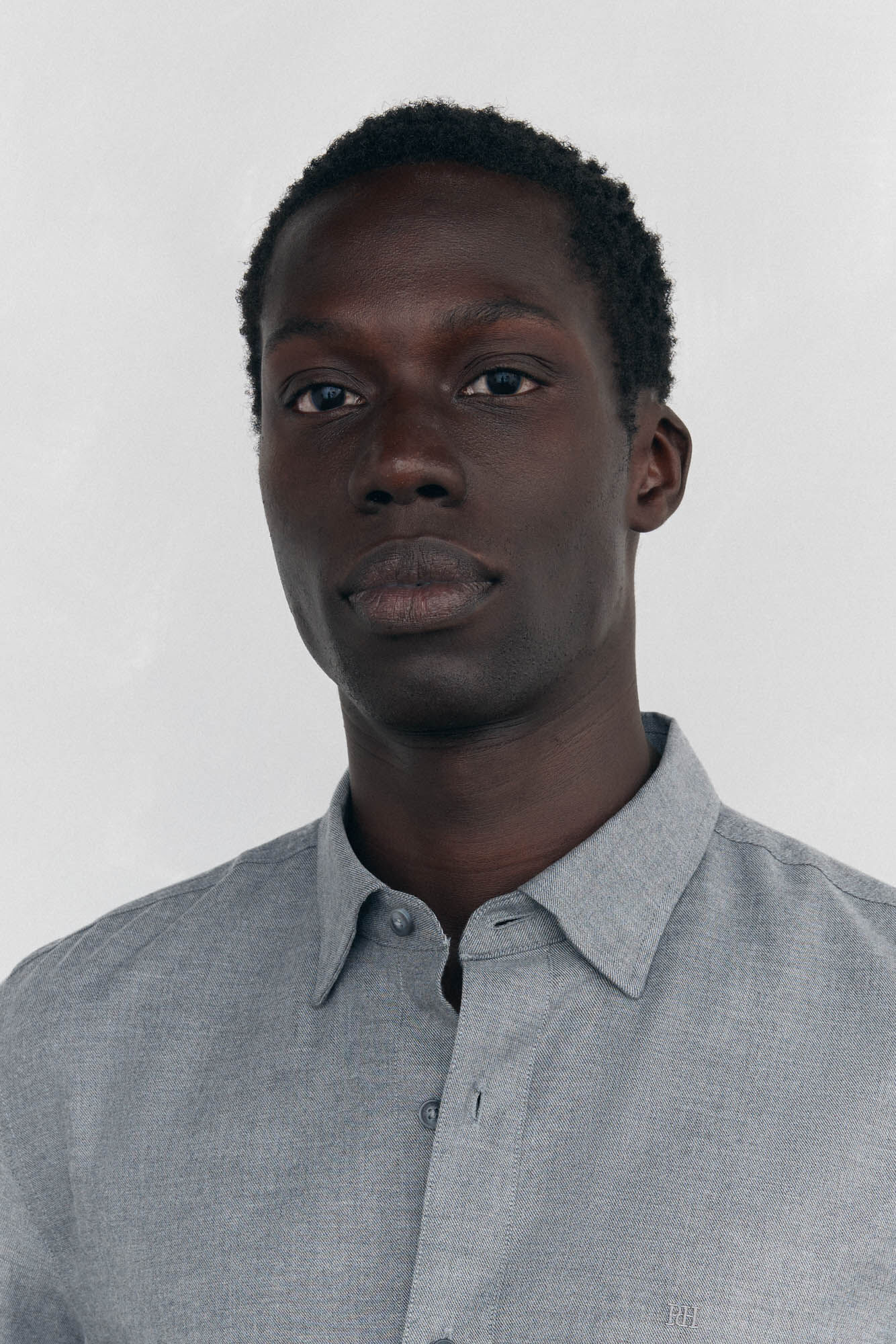 Pedro del Hierro Plain melange Tencel shirt Grey