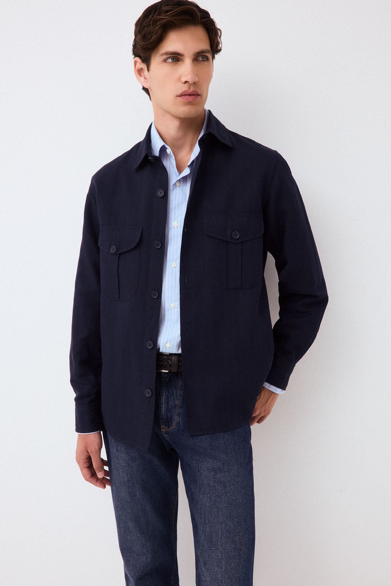 Pedro del Hierro Plain tencel linen overshirt