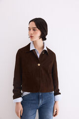 Pedro del Hierro Suede buttoned jacket Brown