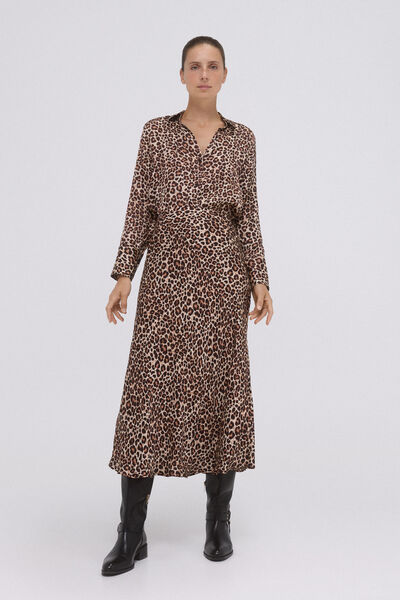 Pedro del Hierro Animal print satin skirt. Brown