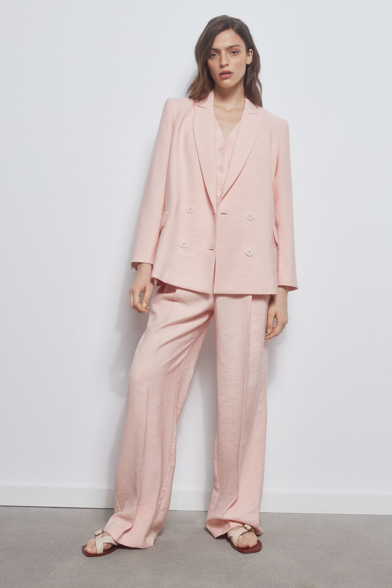 Pedro del Hierro Double-breasted lapel collar blazer Pink
