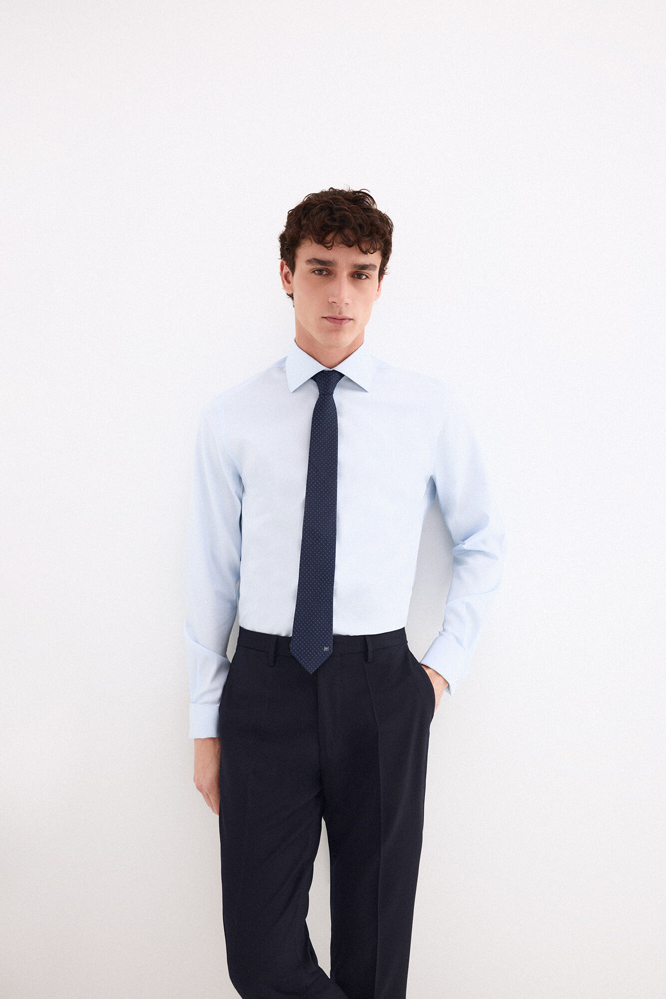 Pedro del Hierro Non-iron stain-resistant French cuff shirt Blue