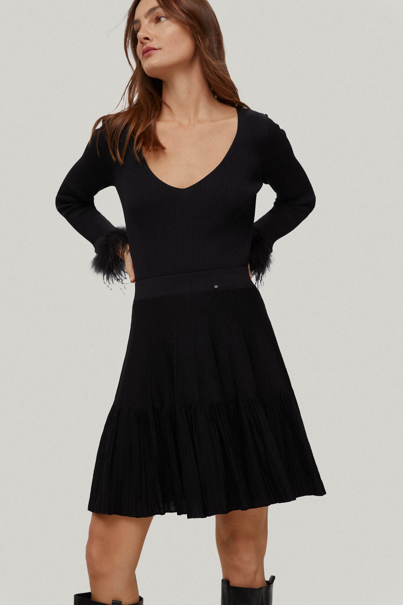 Pedro del Hierro Mini falda plisada Negro