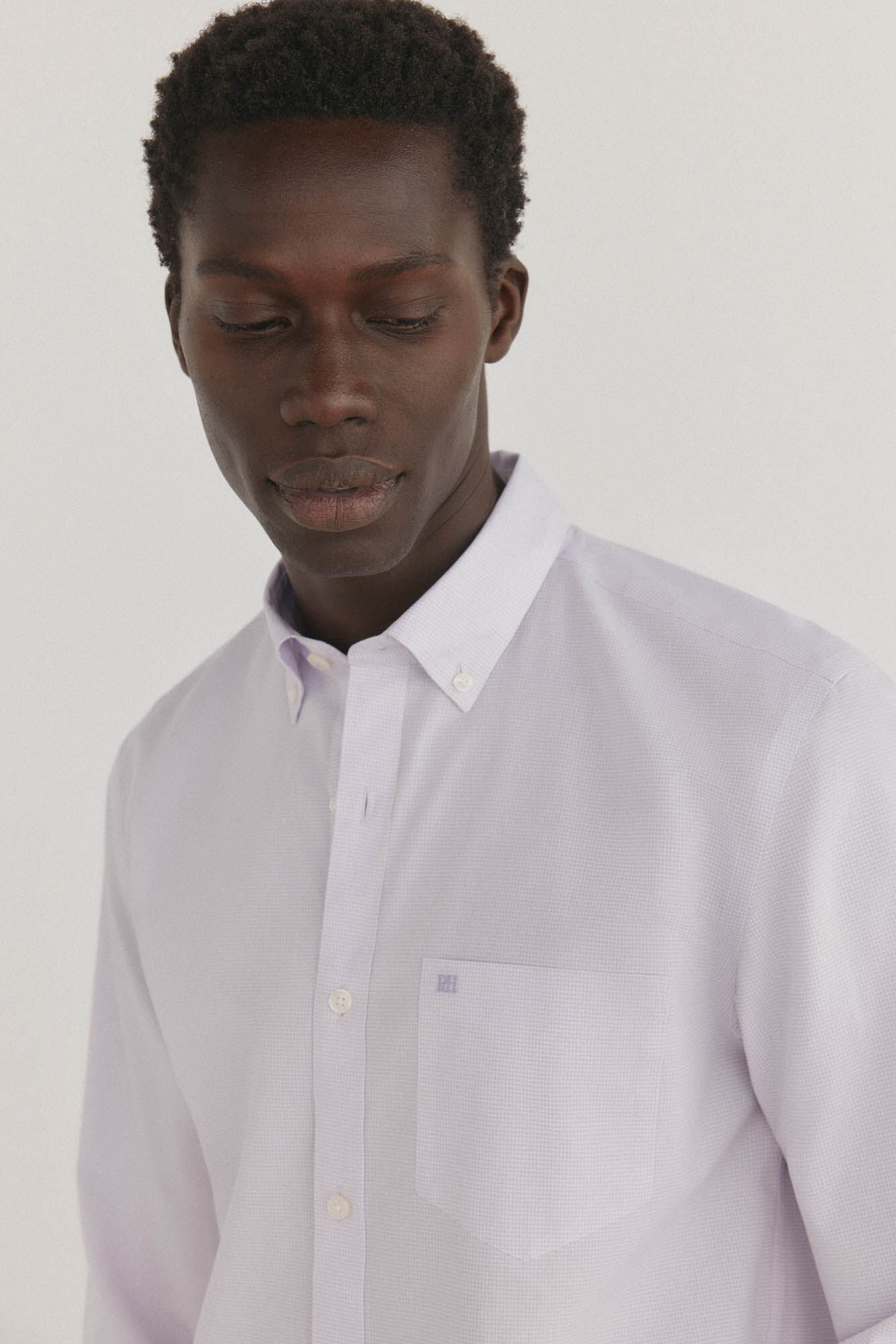 Pedro del Hierro Non-iron + stain-resistant plaid shirt Purple