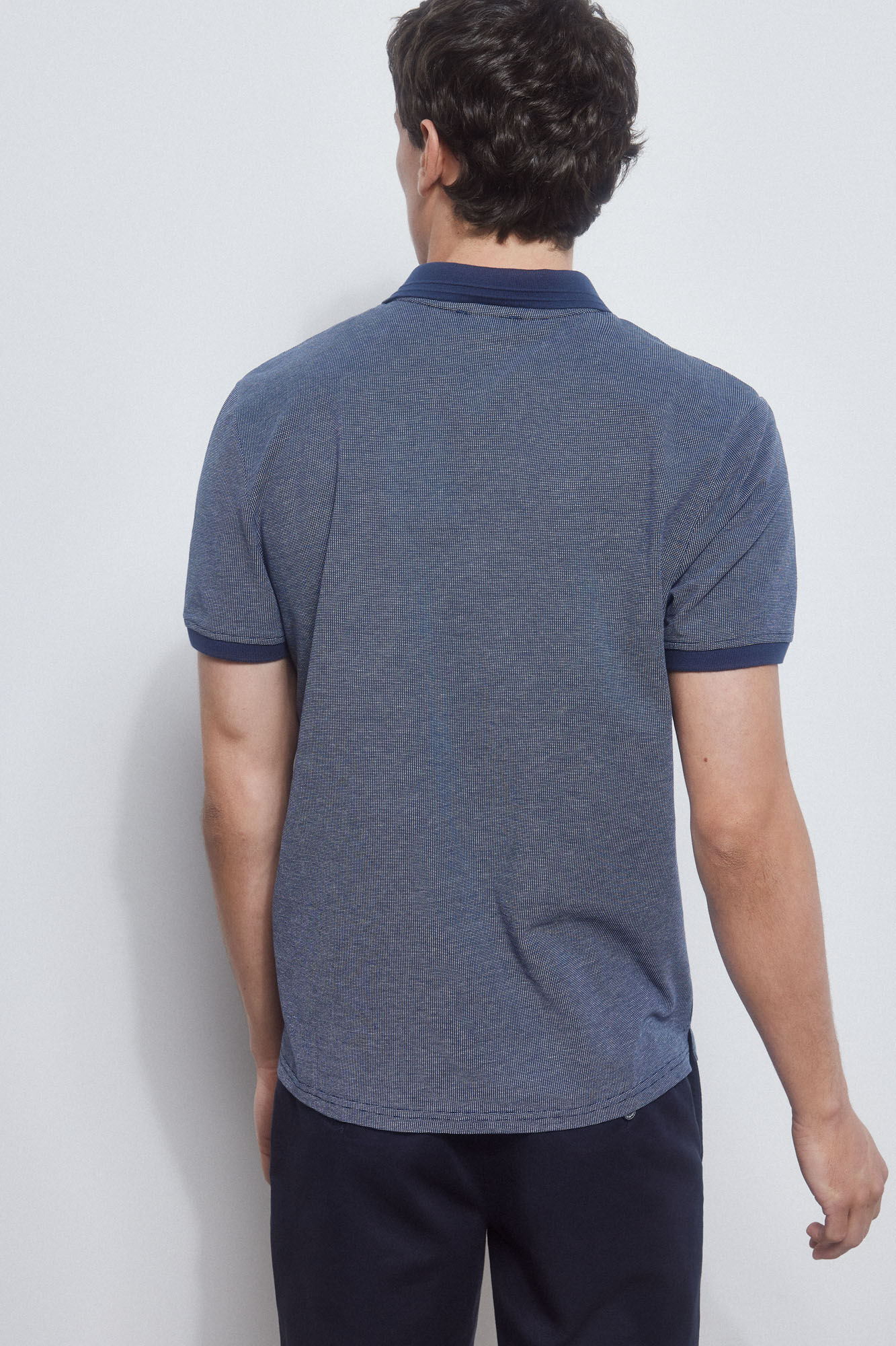 Pedro del Hierro Textured fabric polo shirt Blue