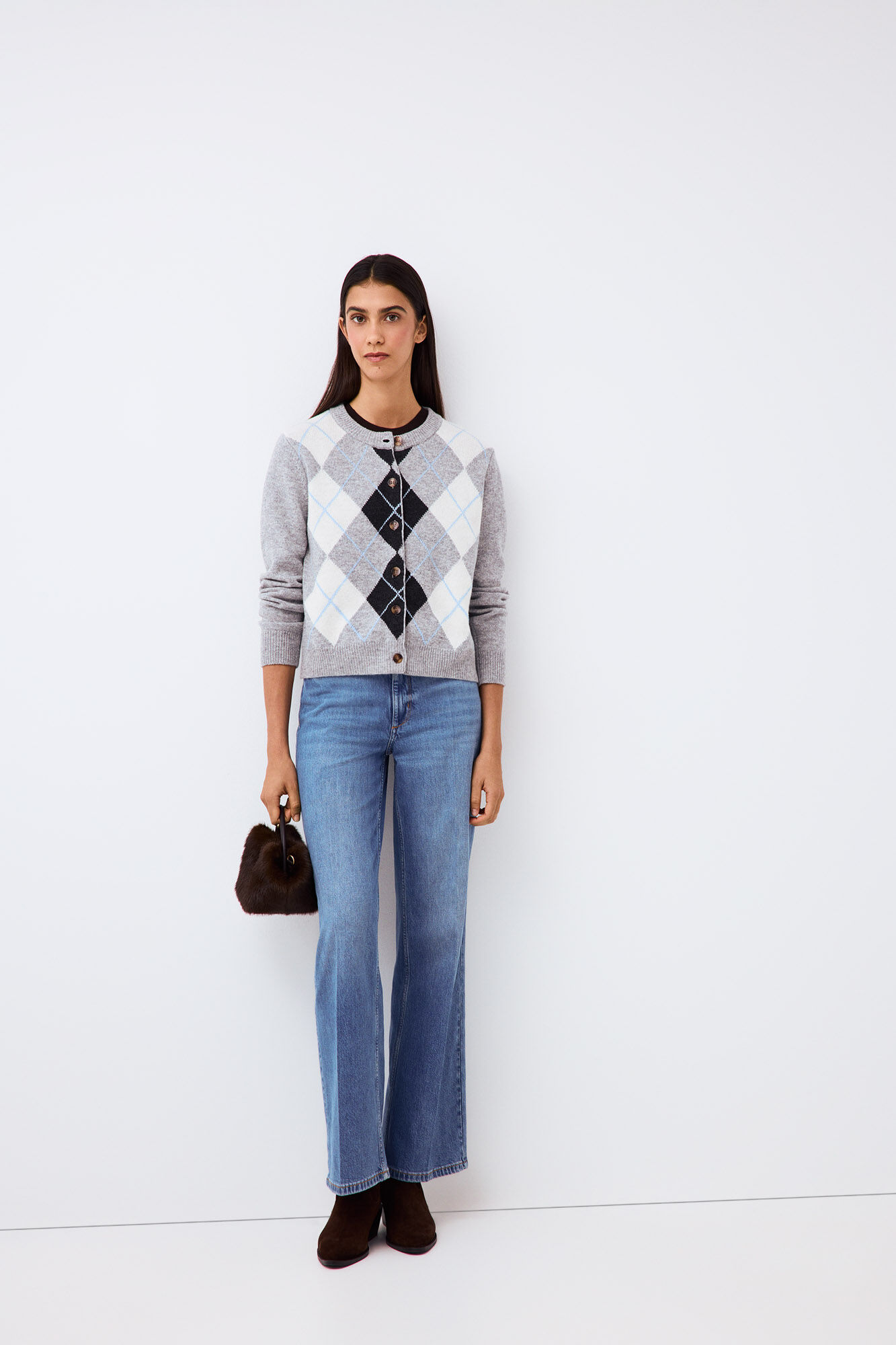 Pedro del Hierro Diamond wool jacket Grey