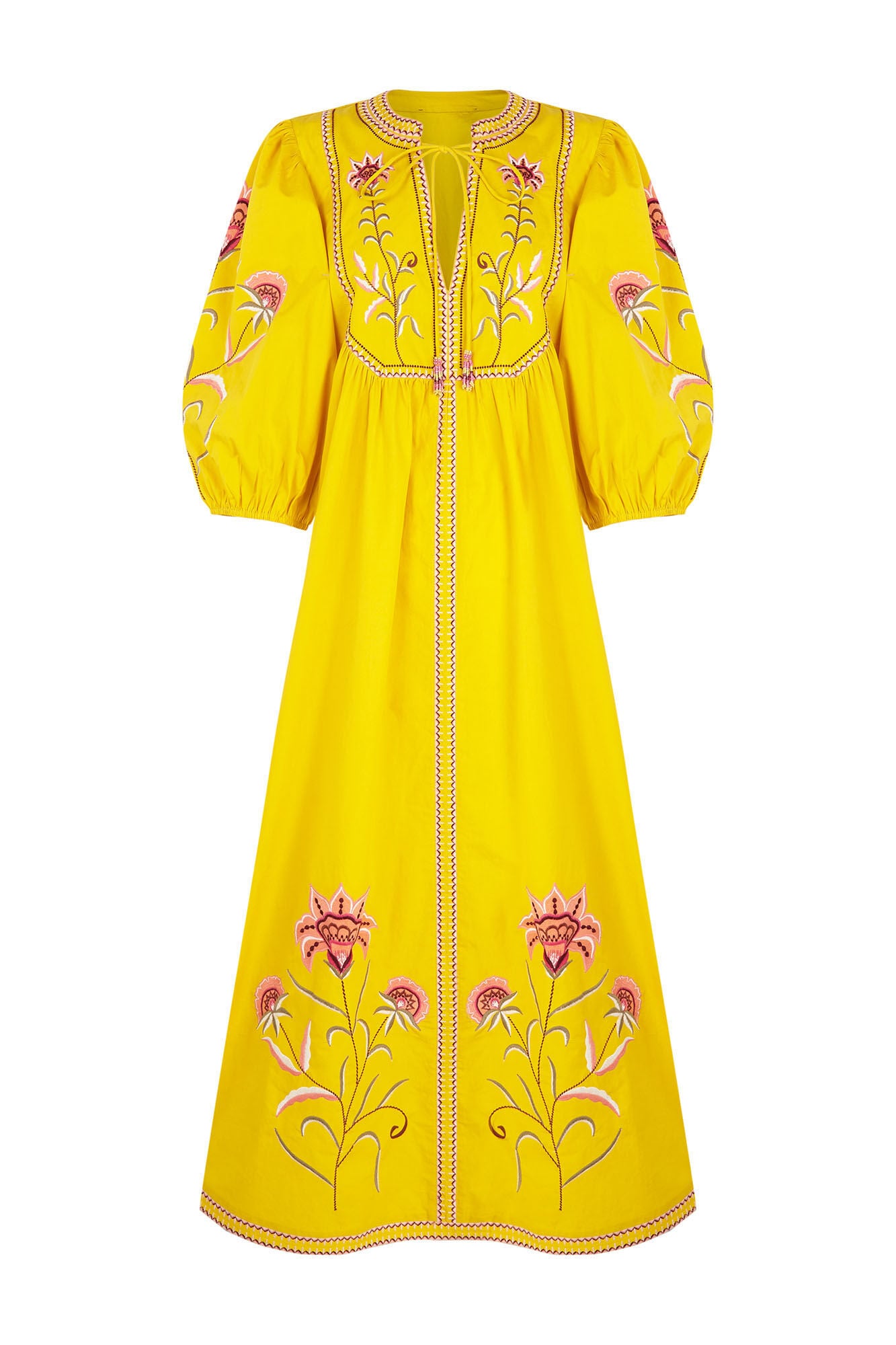 Pedro del Hierro Vestido t&uacute;nica bordados Amarillo
