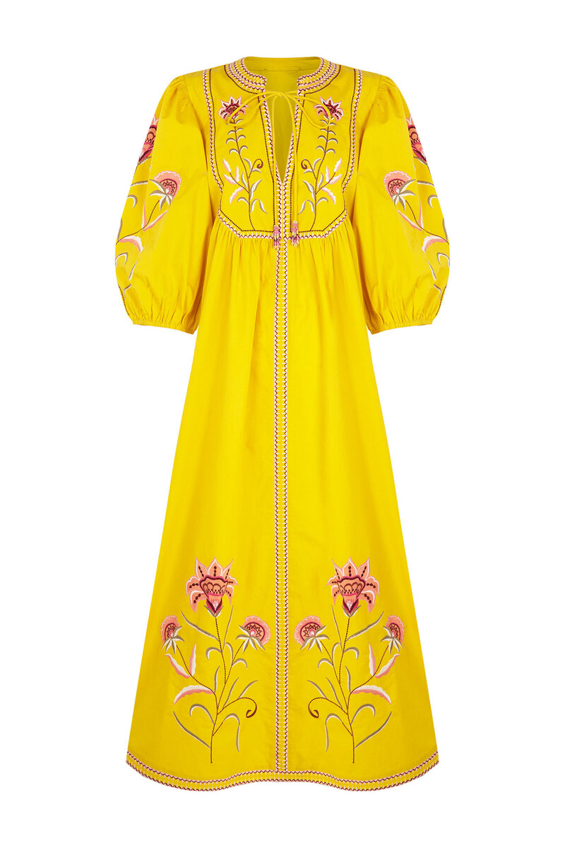 Pedro del Hierro Embroidered tunic dress Yellow