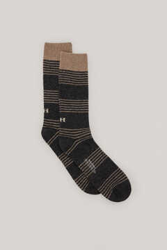 Pedro del Hierro Striped wool socks Grey