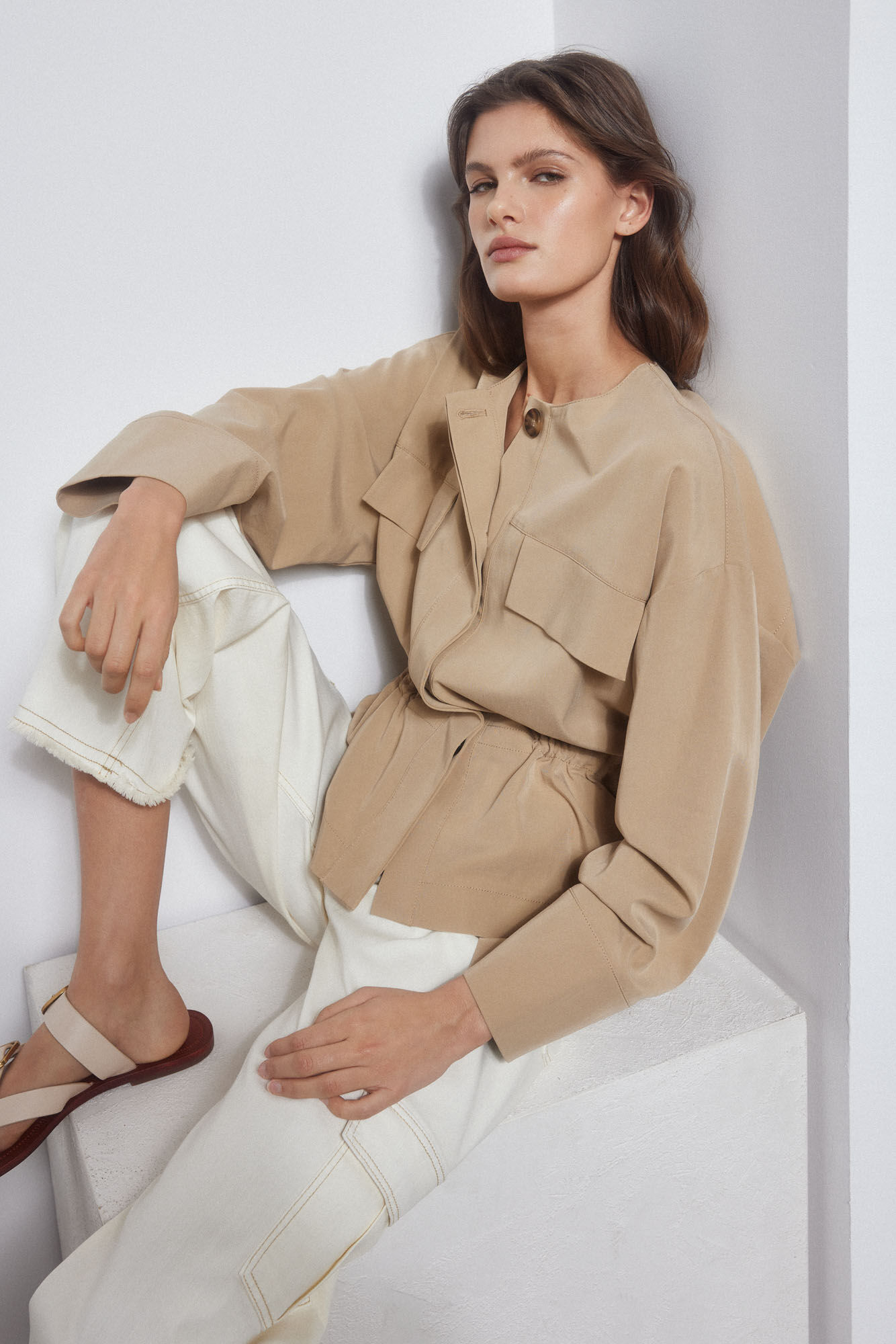 Pedro del Hierro Fluid safari jacket Brown