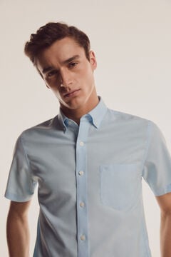 Pedro del Hierro Plain short-sleeved non-iron shirt Turquoise
