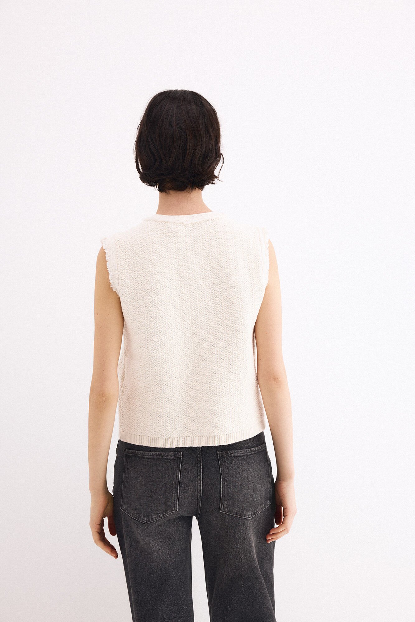 Pedro del Hierro Textured knit gilet Ecru