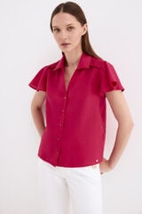 Pedro del Hierro Blusa em linho de manga curta Rosa
