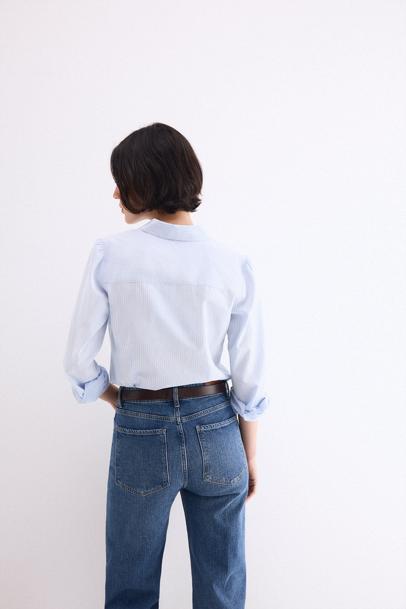 Pedro del Hierro Striped basic easy iron shirt Blue