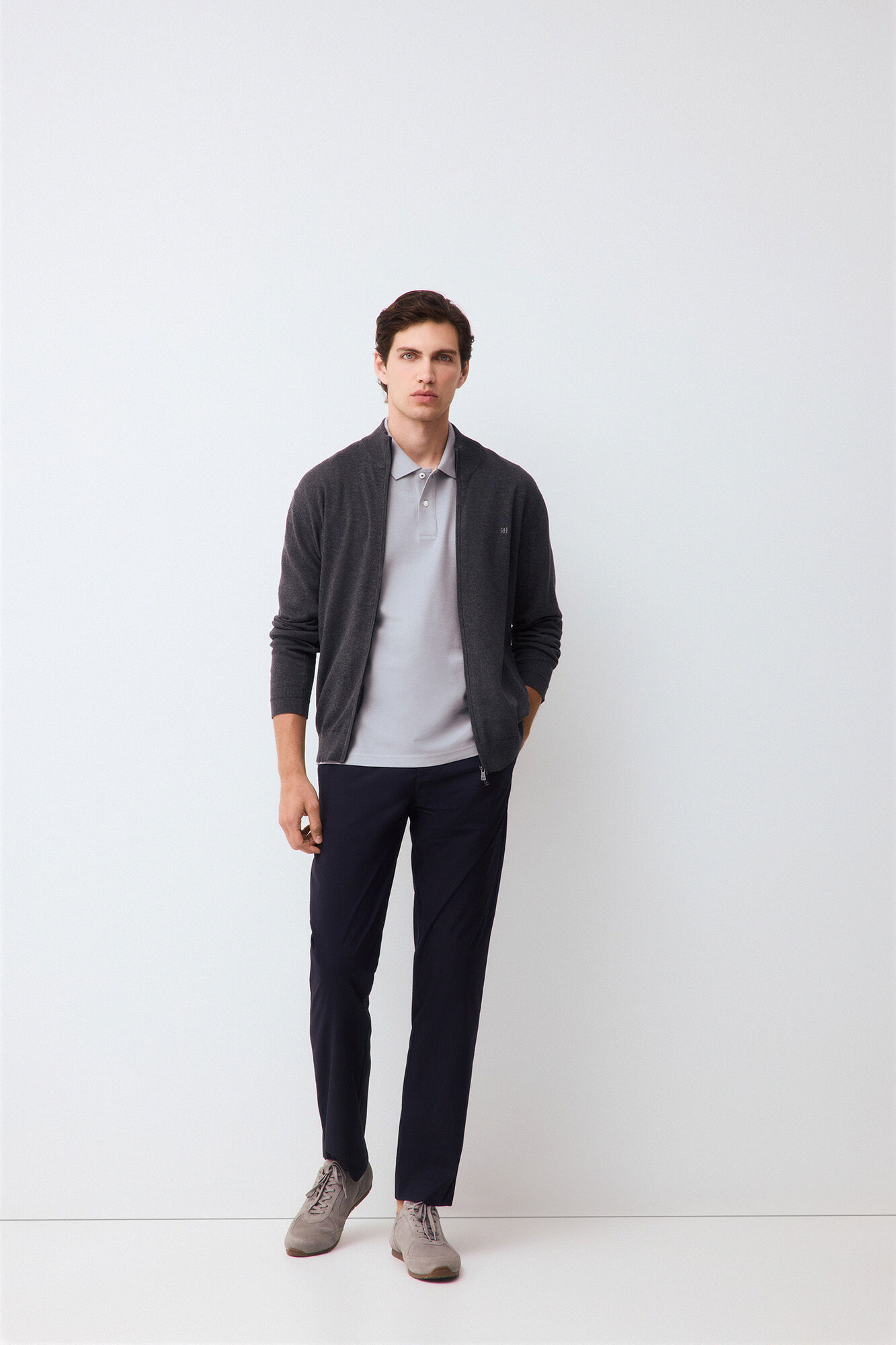 Pedro del Hierro Piqu&eacute; basic polo shirt Grey