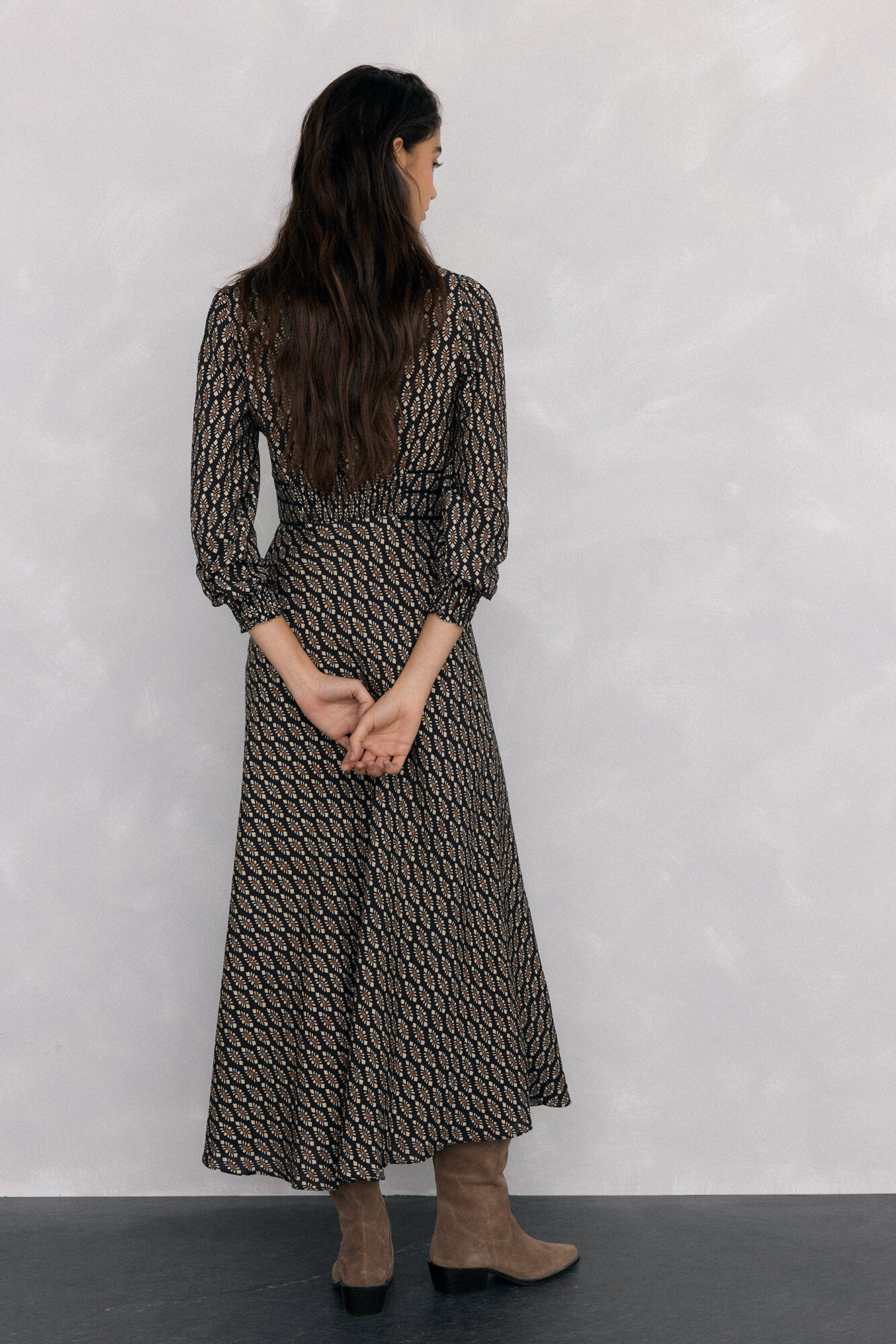 Pedro del Hierro Print midi dress Grey