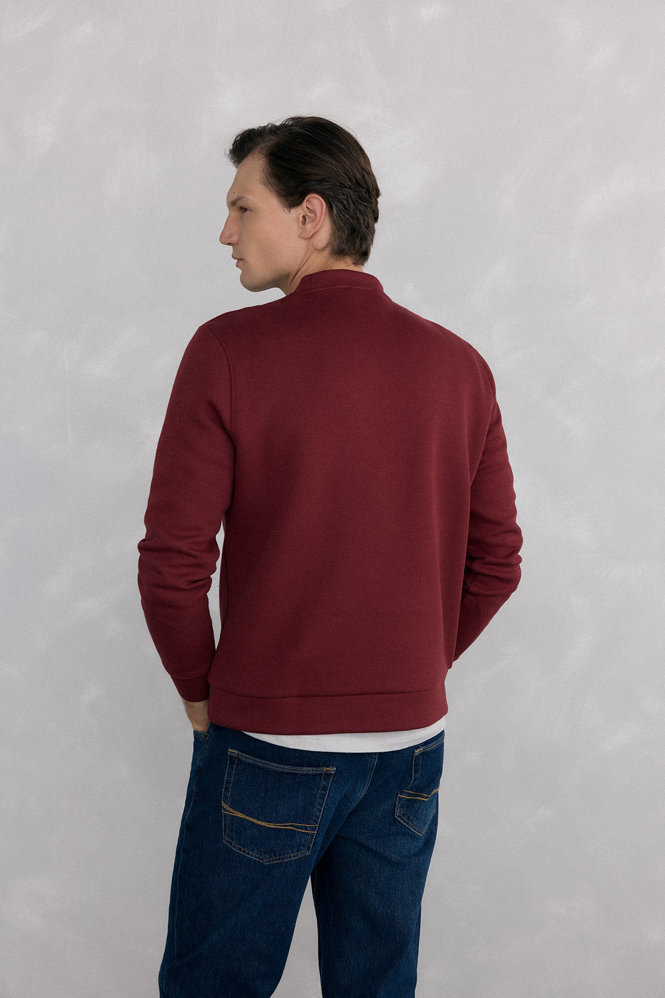 Pedro del Hierro Crew neck sweatshirt in technical fabric Burgundy