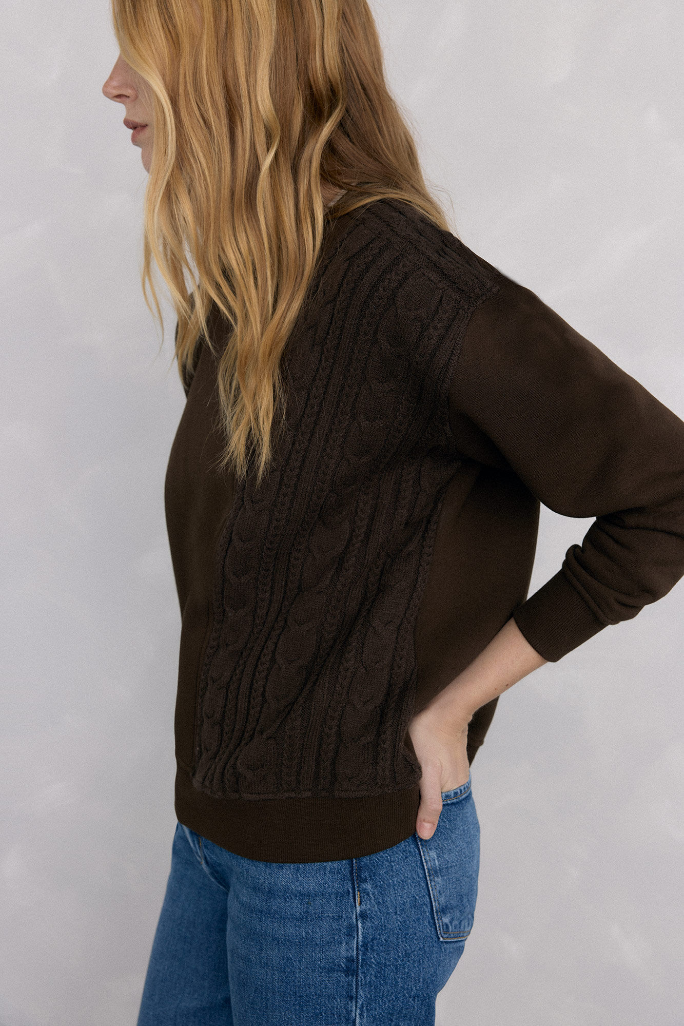 Pedro del Hierro Sweatshirt with braided detail Brown