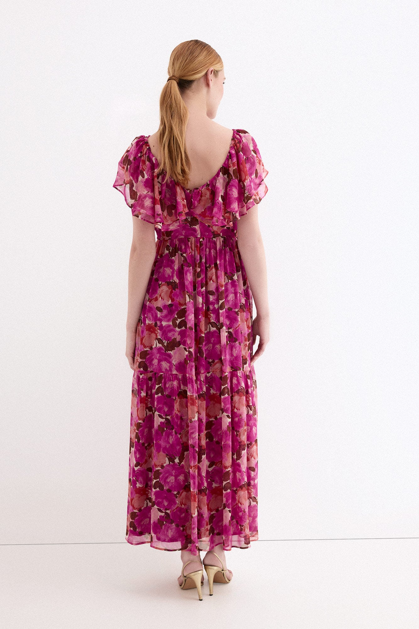Pedro del Hierro Floral print romantic long dress Pink