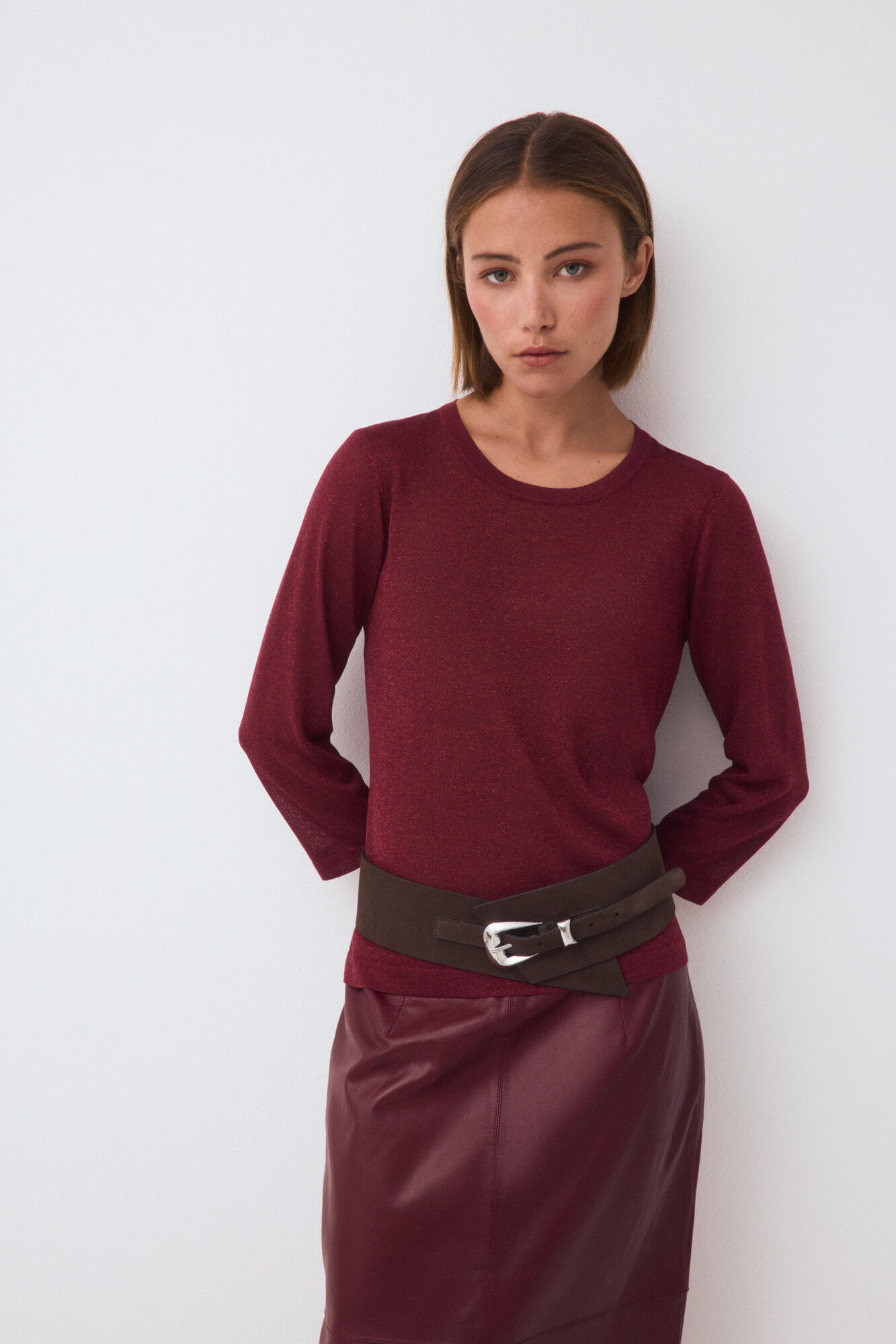 Pedro del Hierro Lurex knit long sleeve top