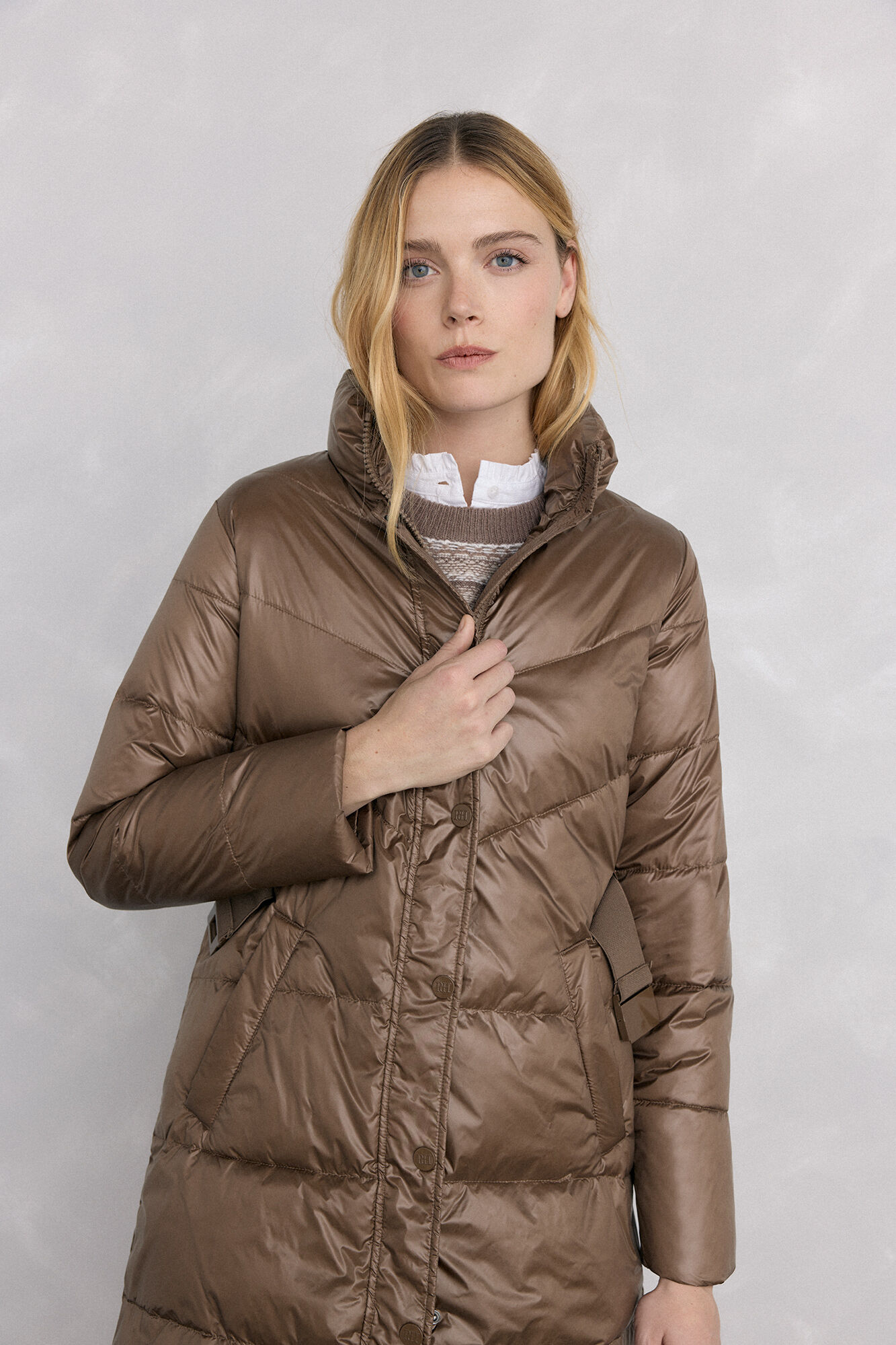 Pedro del Hierro Parka comprida cinto Verde