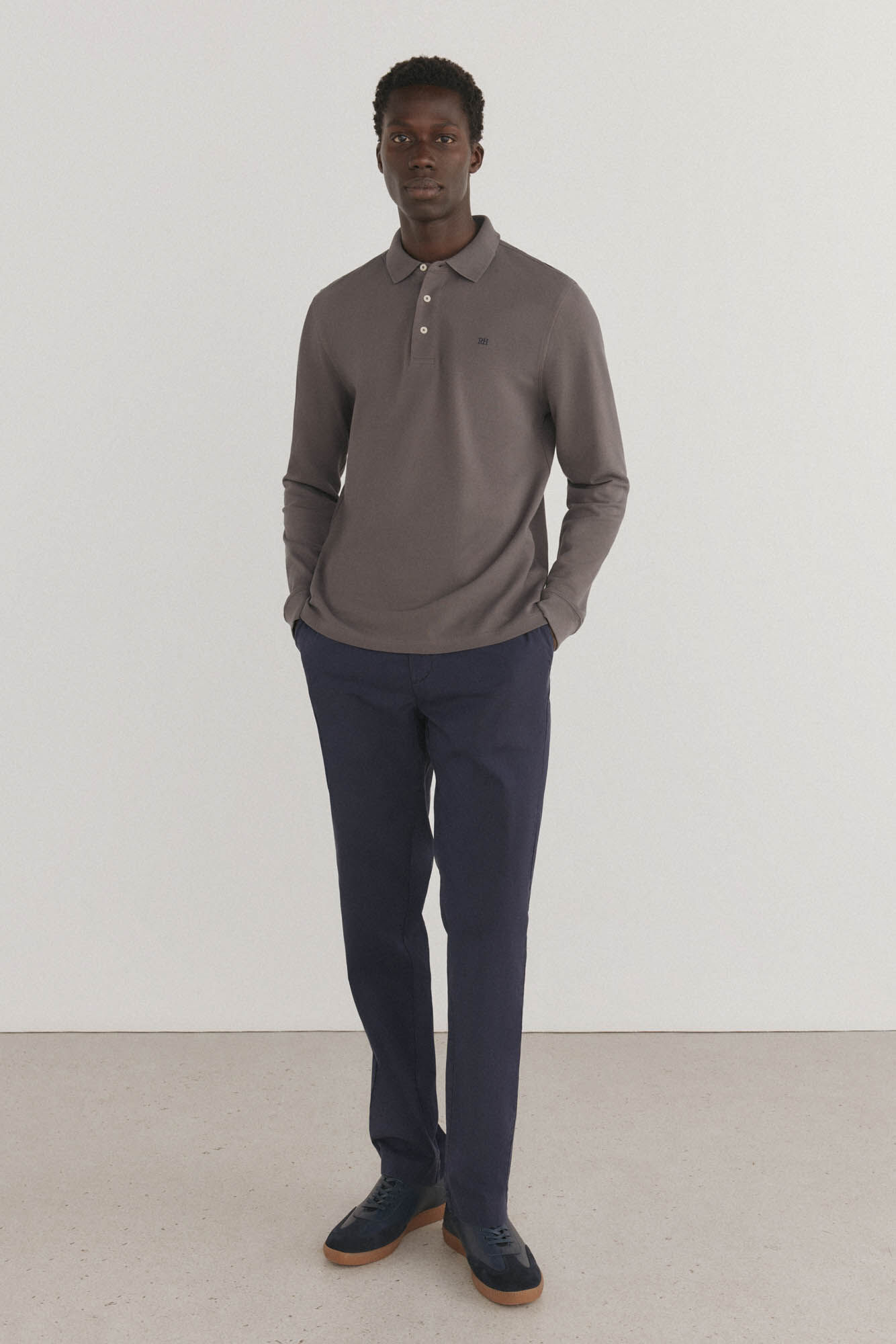 Pedro del Hierro Essential long-sleeved polo shirt Grey