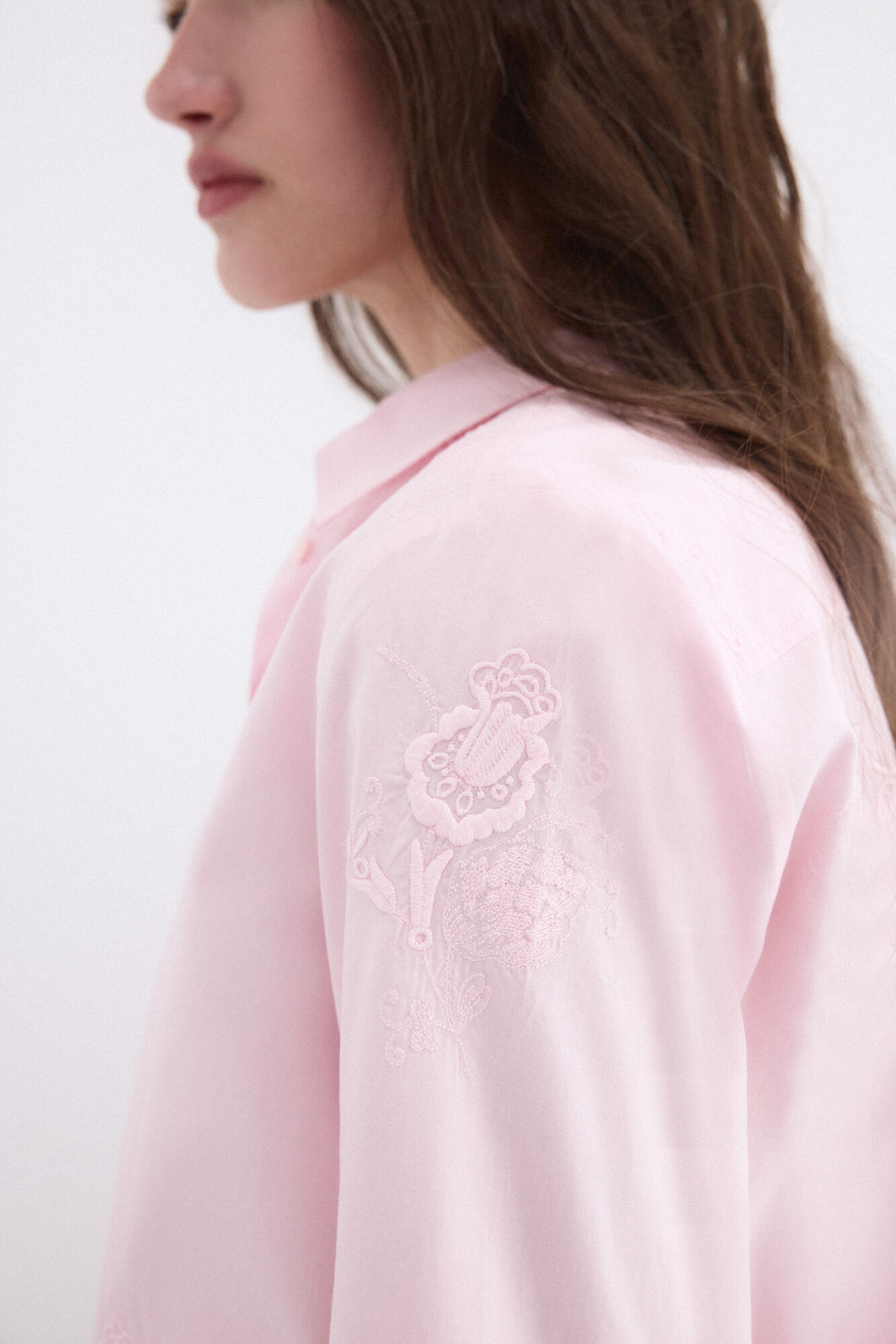 Pedro del Hierro Loose embroidered shirt Pink