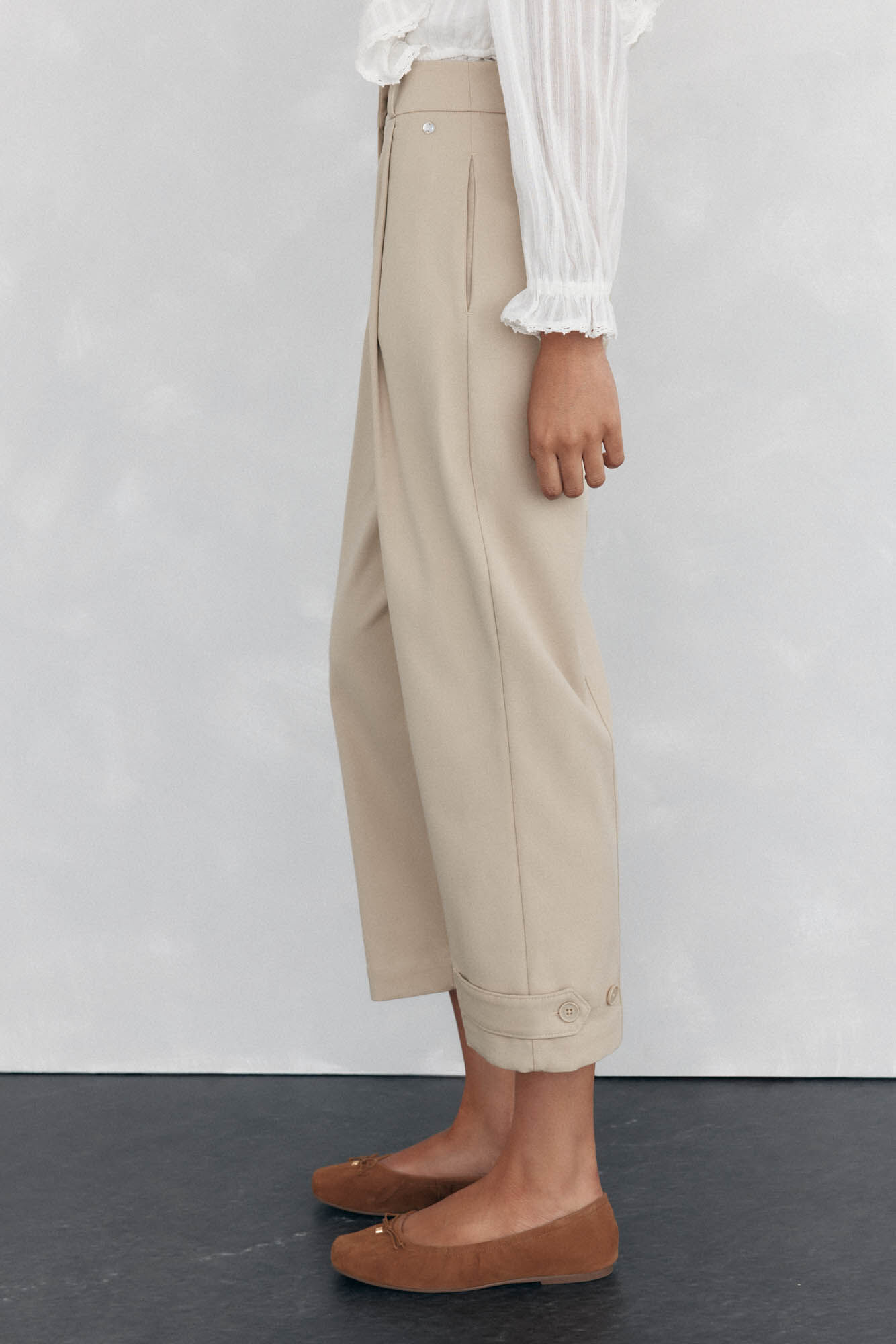 Pedro del Hierro Adjustable hem pants Beige
