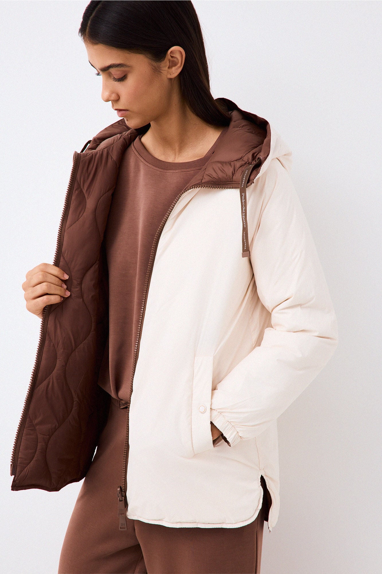 Pedro del Hierro Reversible long hooded parka